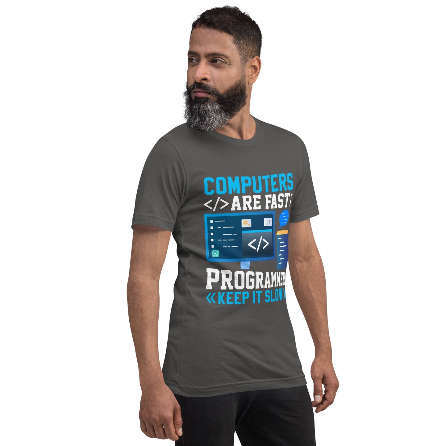 Computers are fast - Blue RK Unisex t-shirt by DarkByteGear
