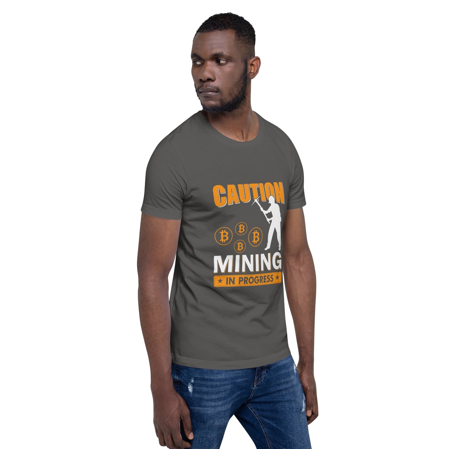 Caution Bitcoin Mining in Progress - Unisex t-shirt by DarkByteGear