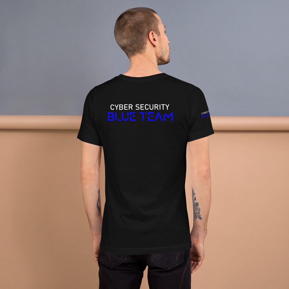 Cybersecurity Blue Team v4 - Short-sleeve unisex t-shirt (back print) by DarkByteGear