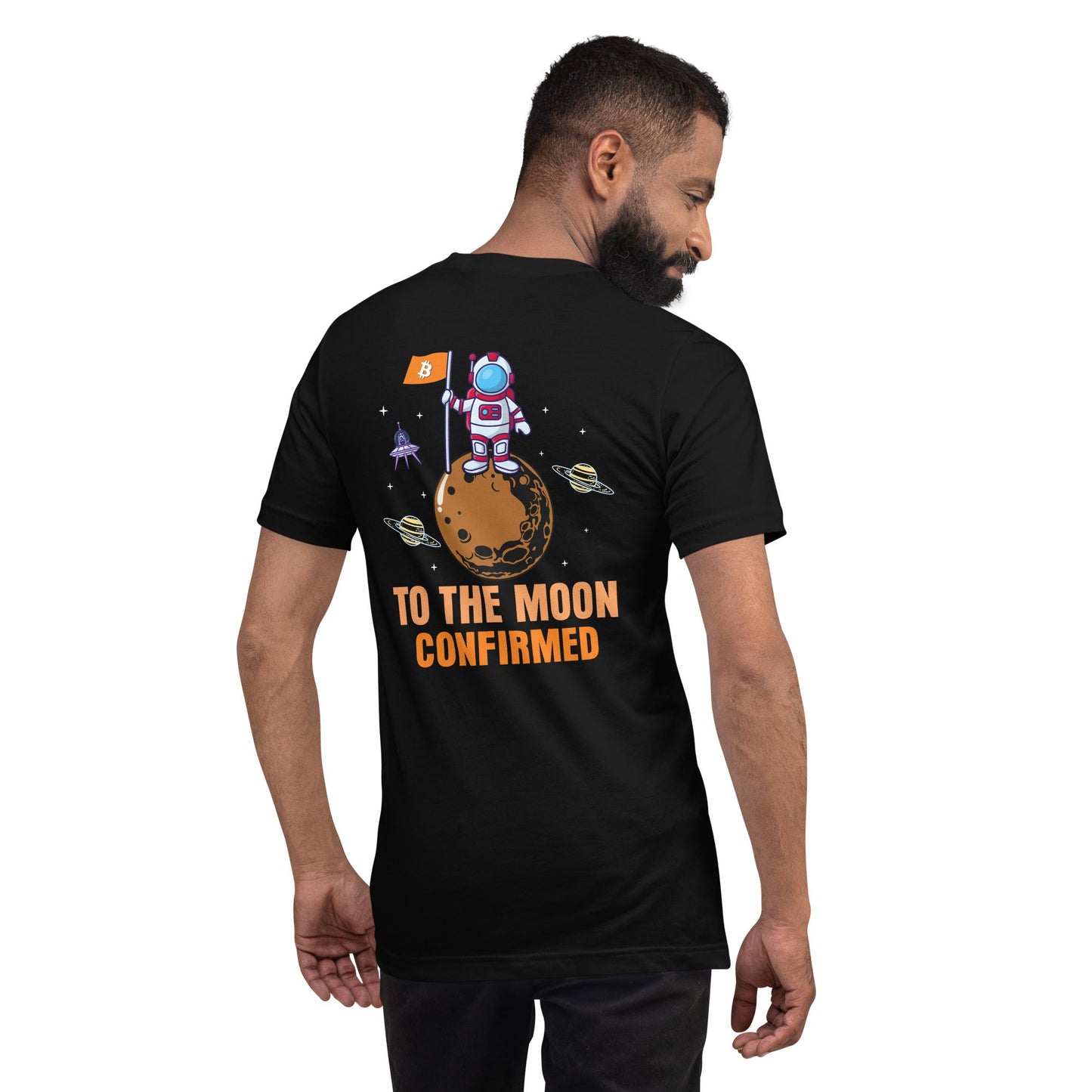To The Moon Confirmed Unisex t-shirt (back print) by DarkByteGear