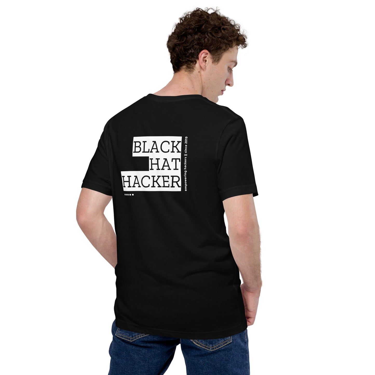 Black Hat Hacker V9 Unisex t-shirt ( Back Print ) by DarkByteGear