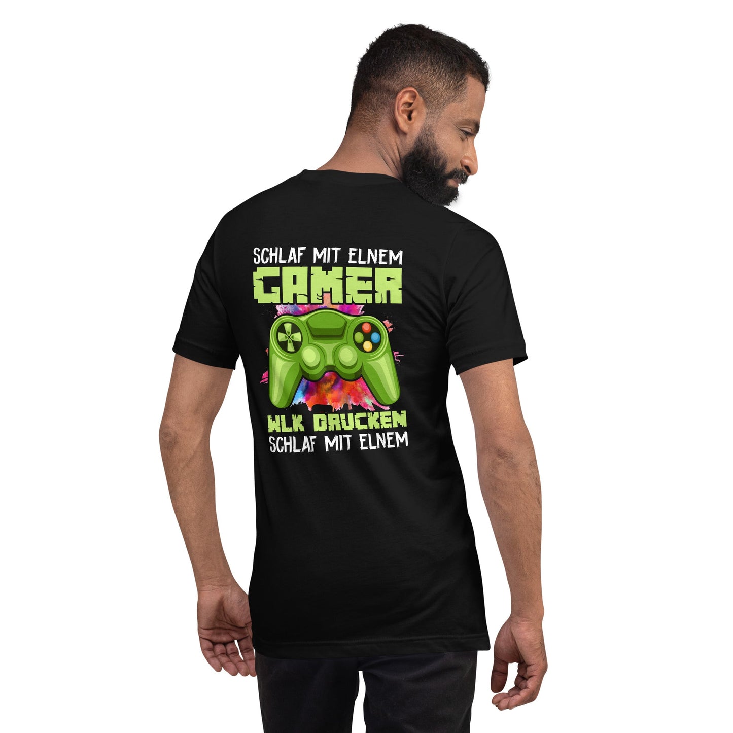 Schlaf Mit Elnem Gamer Drucken - Unisex t-shirt ( Back Print ) by DarkByteGear