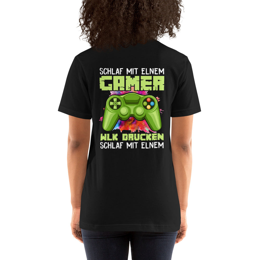 Schlaf Mit Elnem Gamer Drucken - Unisex t-shirt ( Back Print ) by DarkByteGear