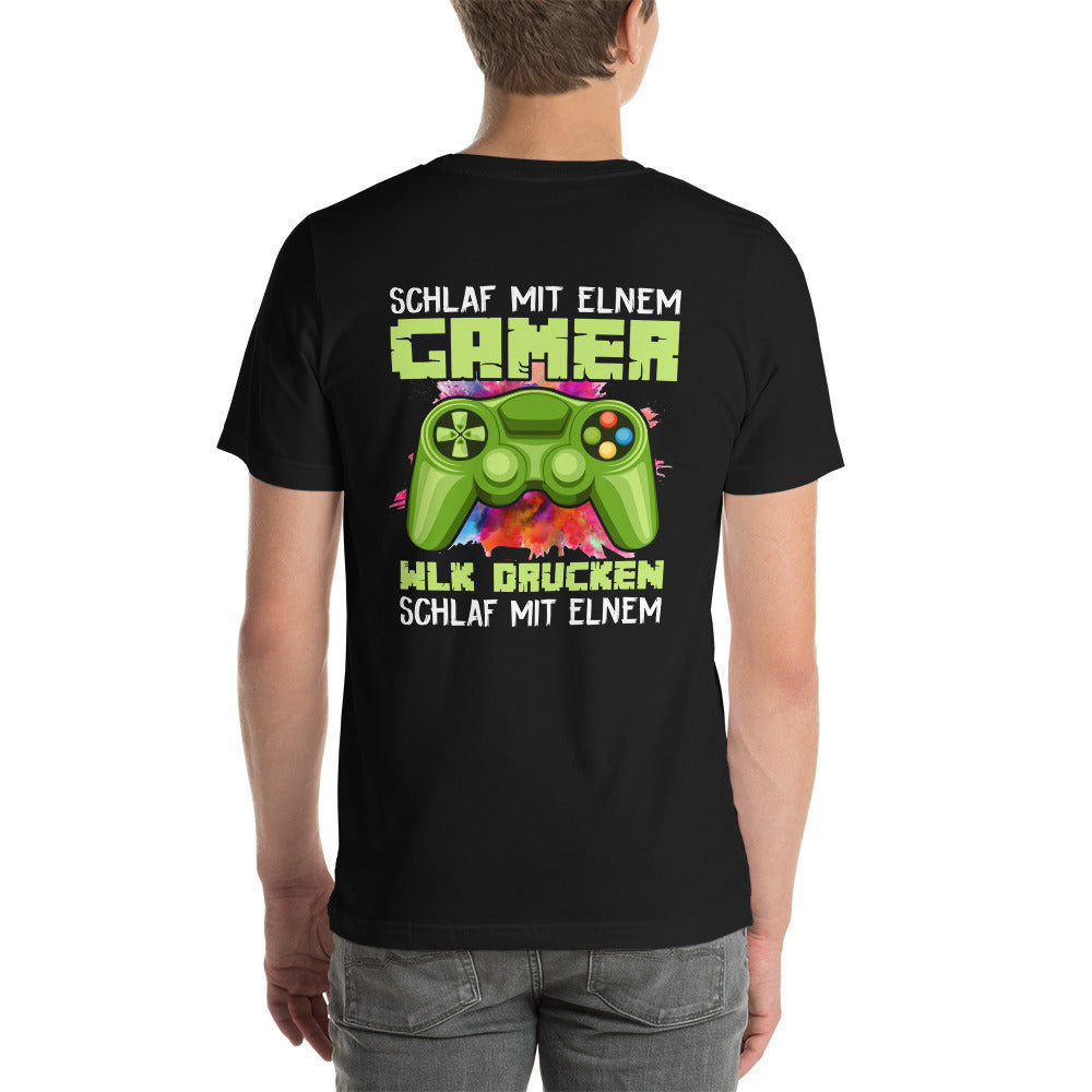 Schlaf Mit Elnem Gamer Drucken - Unisex t-shirt ( Back Print ) by DarkByteGear