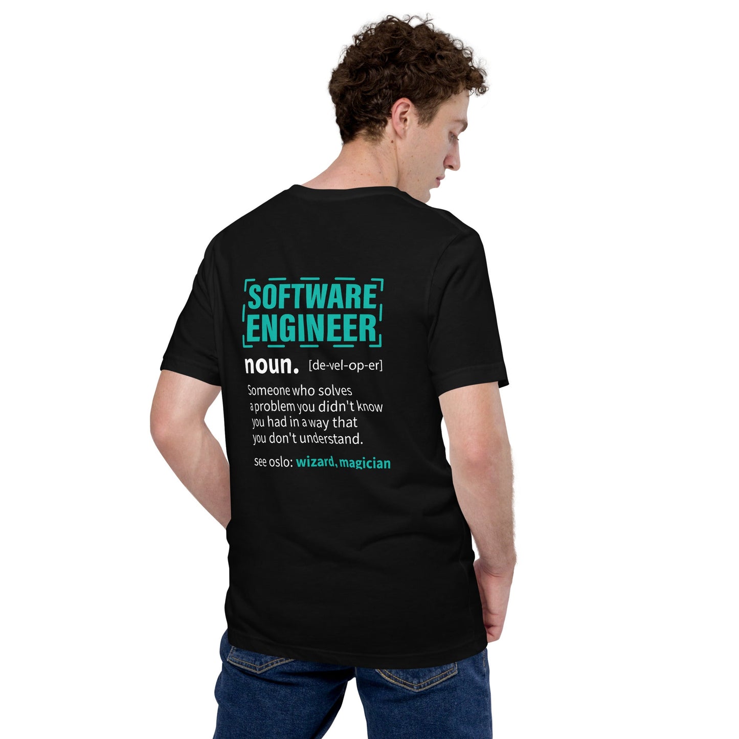 Software Engineer Def : Blue Unisex t-shirt ( Back Print ) by DarkByteGear