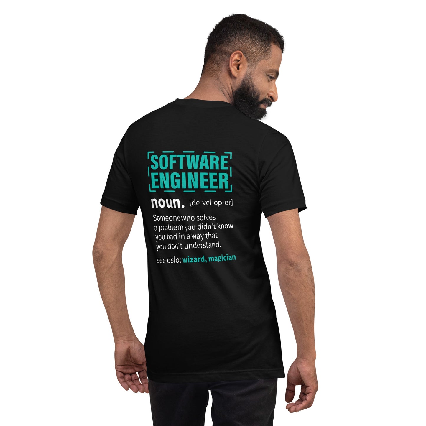 Software Engineer Def : Blue Unisex t-shirt ( Back Print ) by DarkByteGear