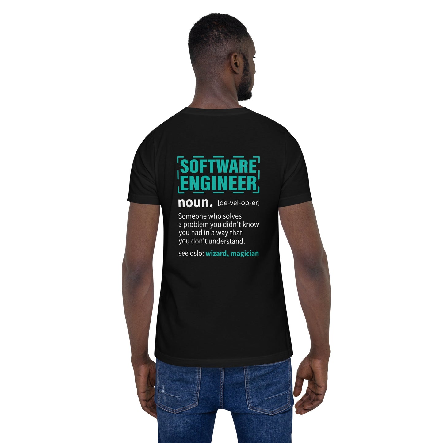 Software Engineer Def : Blue Unisex t-shirt ( Back Print ) by DarkByteGear
