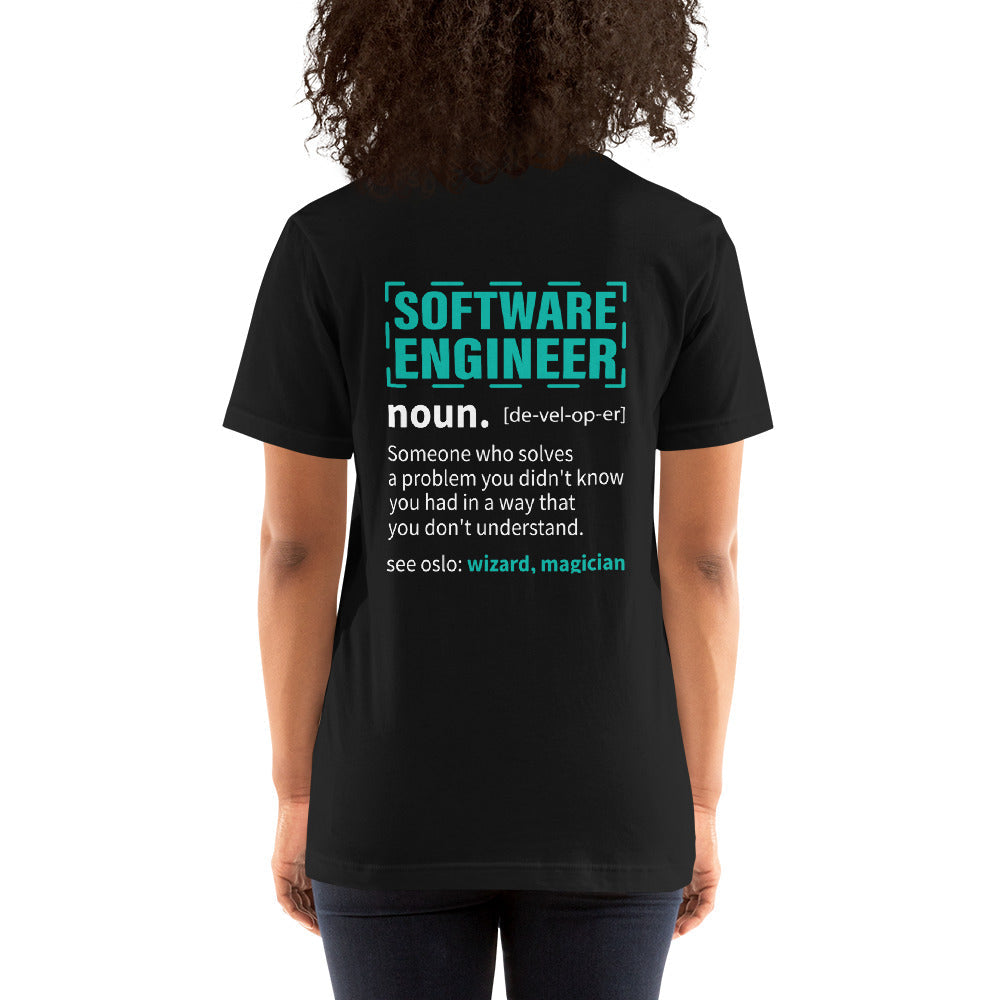 Software Engineer Def : Blue Unisex t-shirt ( Back Print ) by DarkByteGear