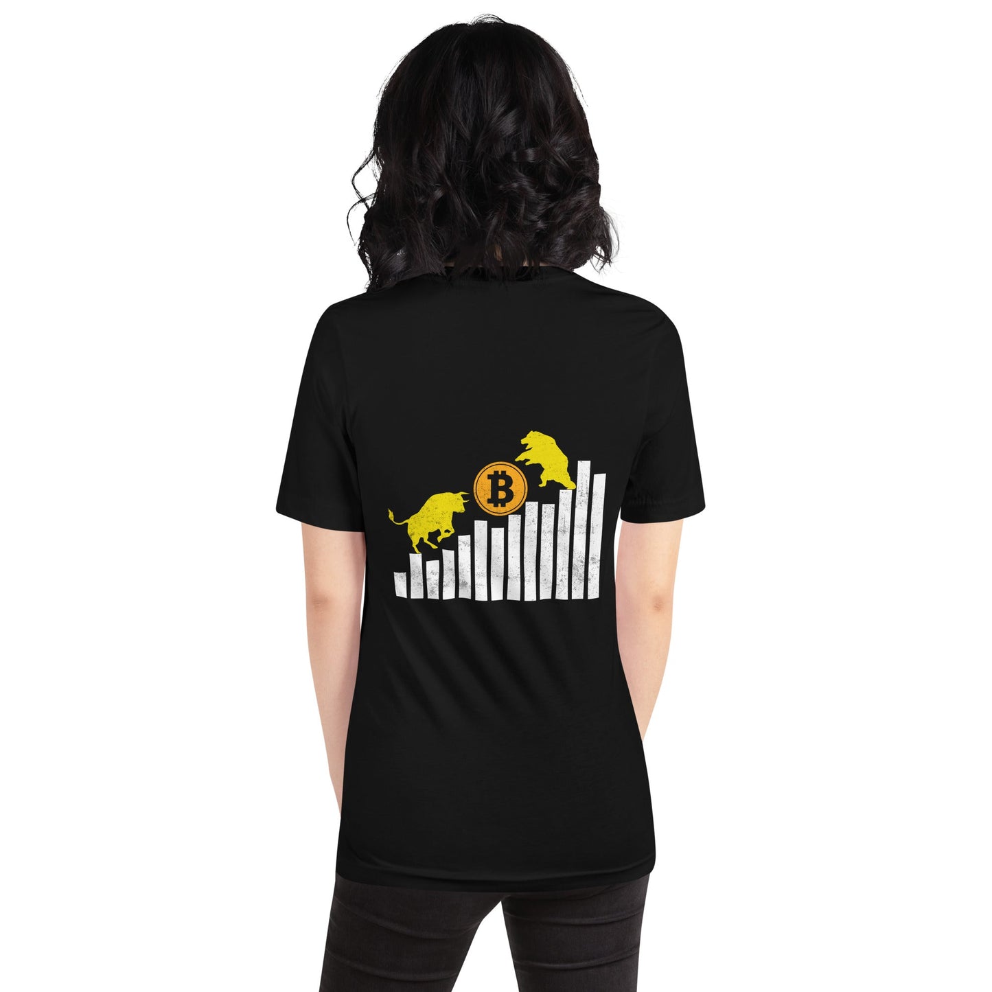Bull Bear Bitcoin Statistic - Unisex t-shirt ( Back Print ) by DarkByteGear