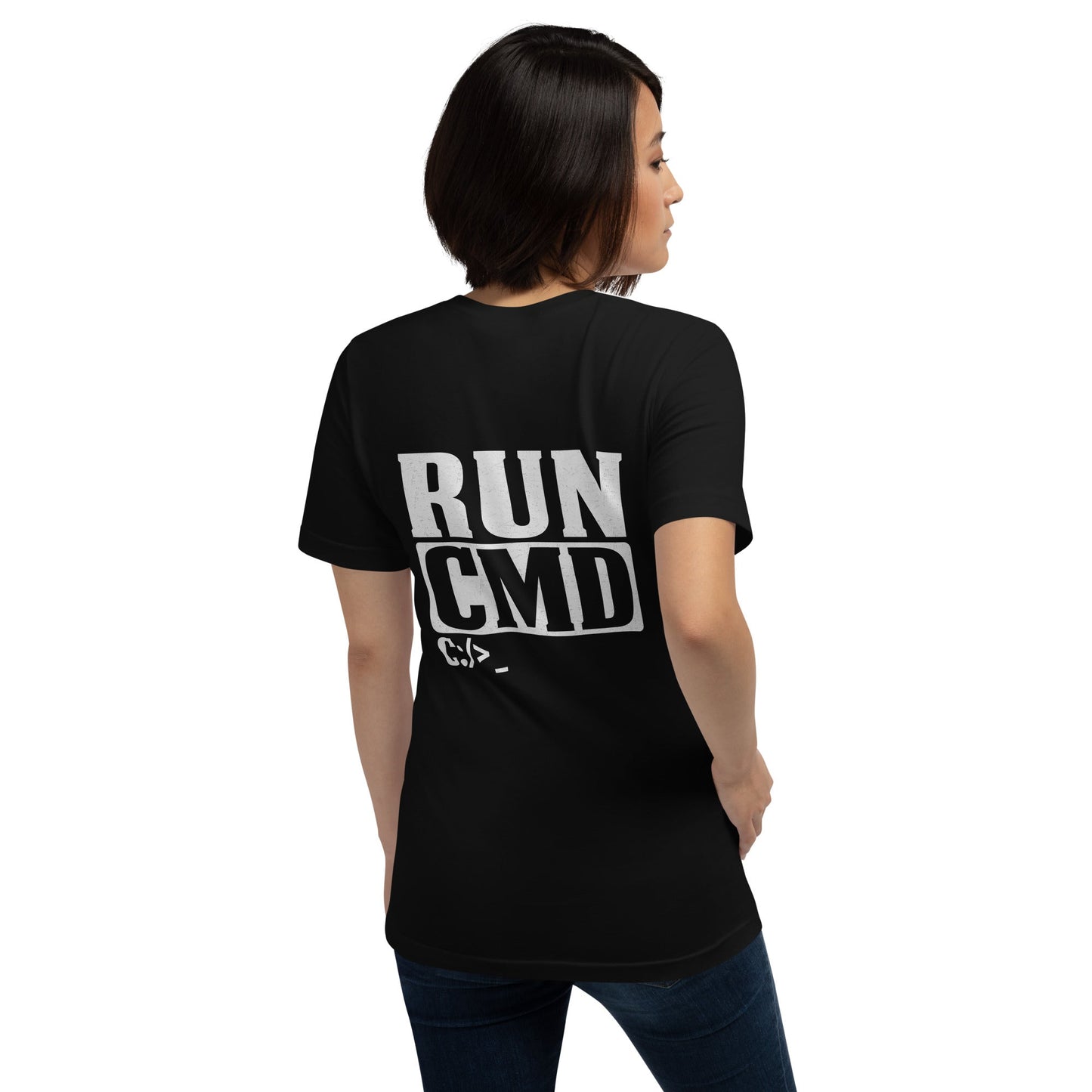 Run CMD C:/>_ - Unisex t-shirt ( Back Print ) by DarkByteGear