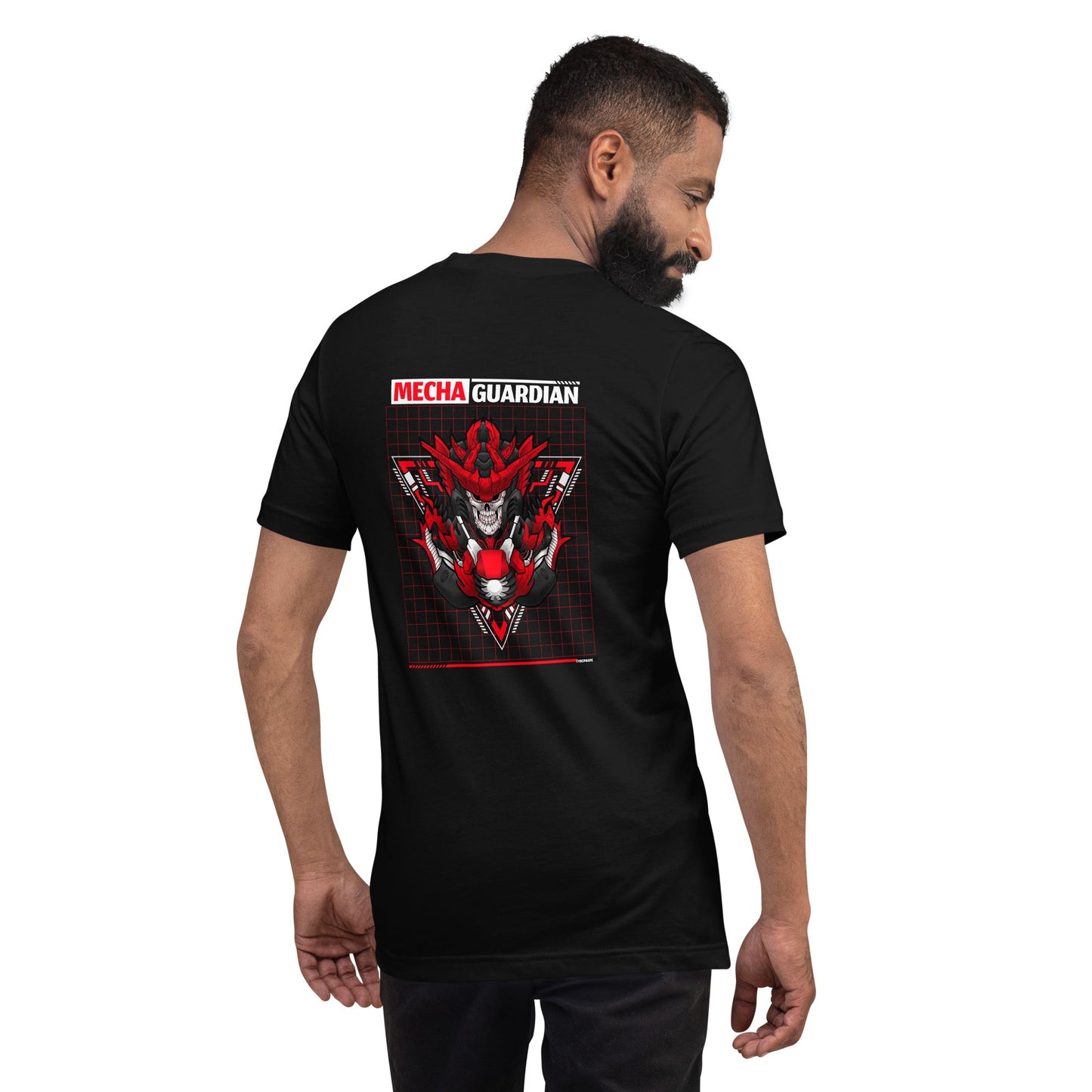 Red Mecha Guardian - Unisex t-shirt ( Back Print ) by DarkByteGear
