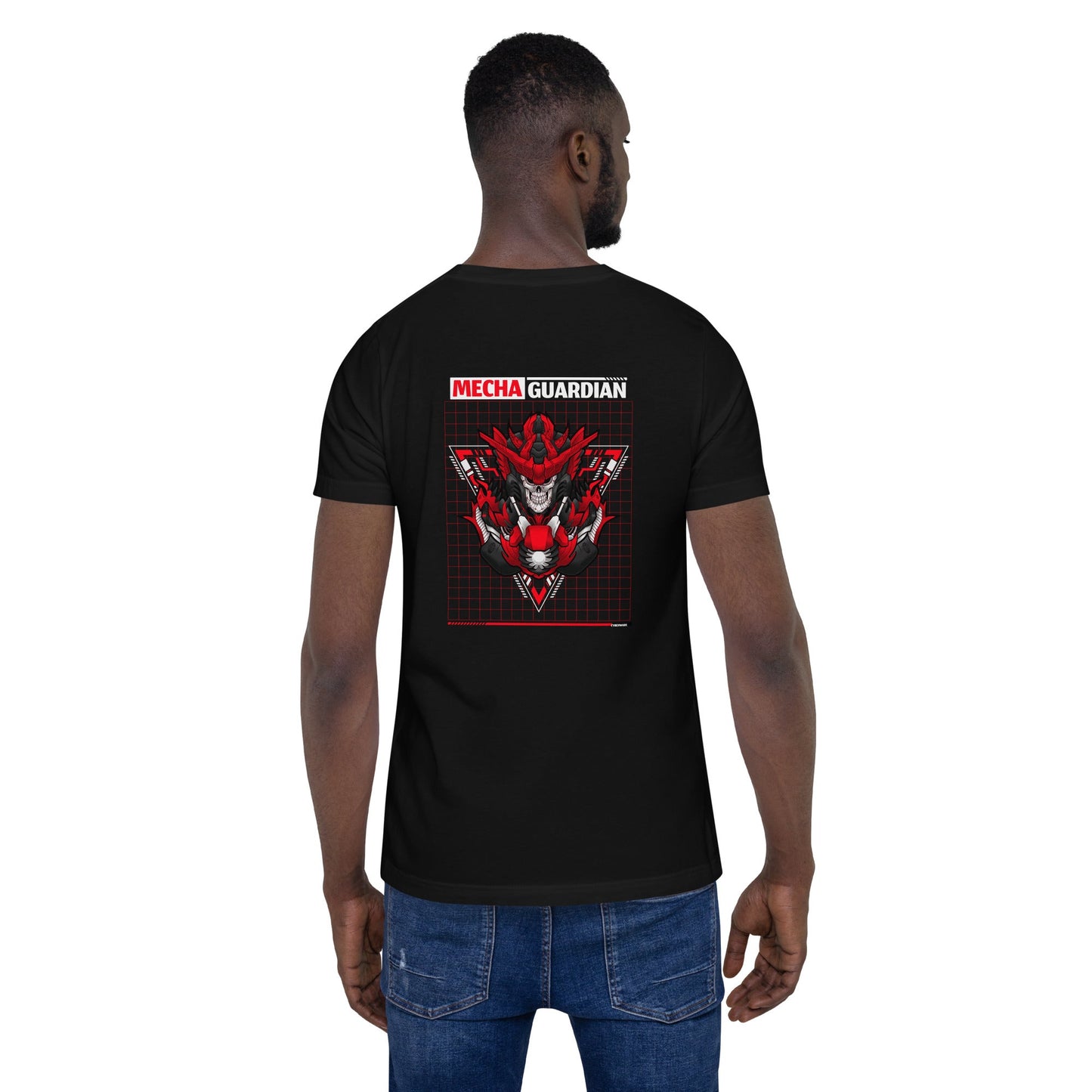 Red Mecha Guardian - Unisex t-shirt ( Back Print ) by DarkByteGear