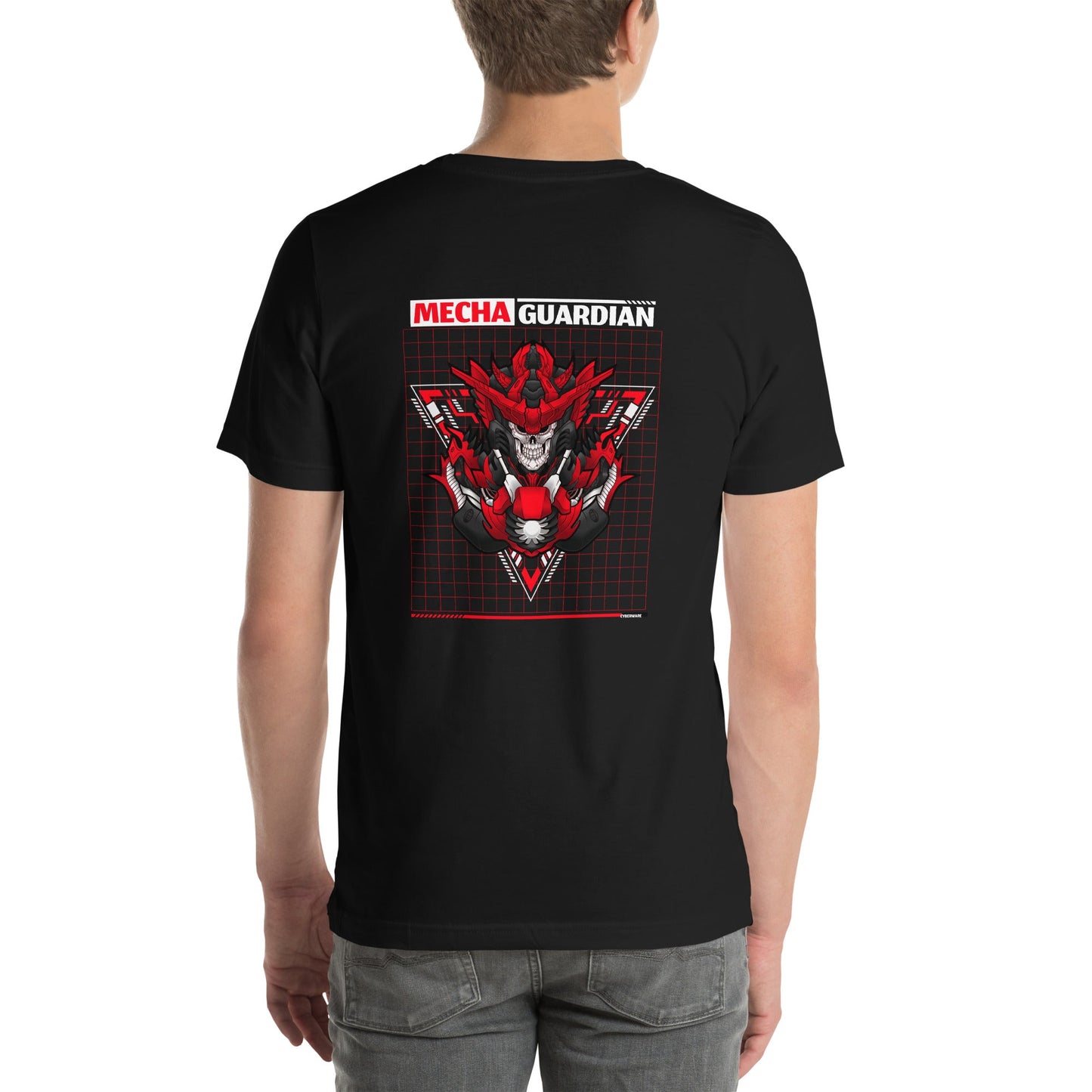 Red Mecha Guardian - Unisex t-shirt ( Back Print ) by DarkByteGear