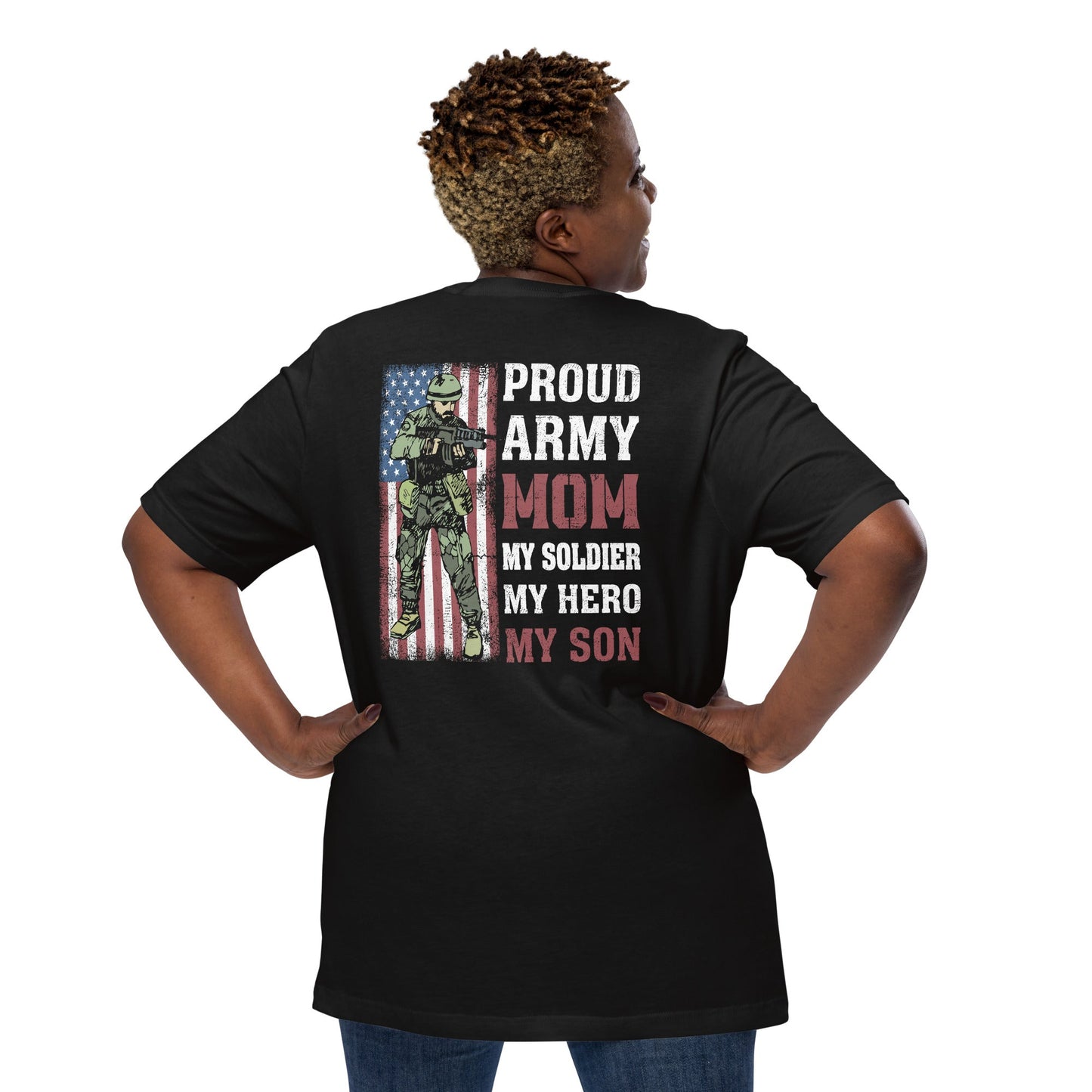 Proud Army Mom - Unisex t-shirt (back print) by DarkByteGear