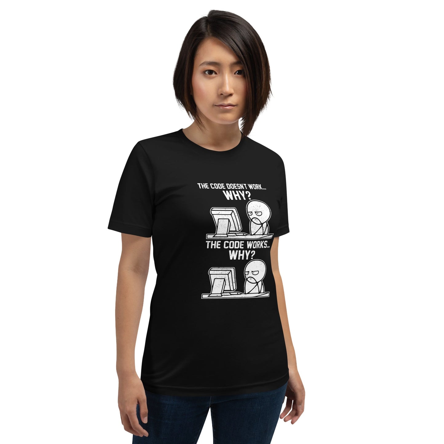 The Code doesn't work why - Unisex t-shirt ( Back Print ) by DarkByteGear