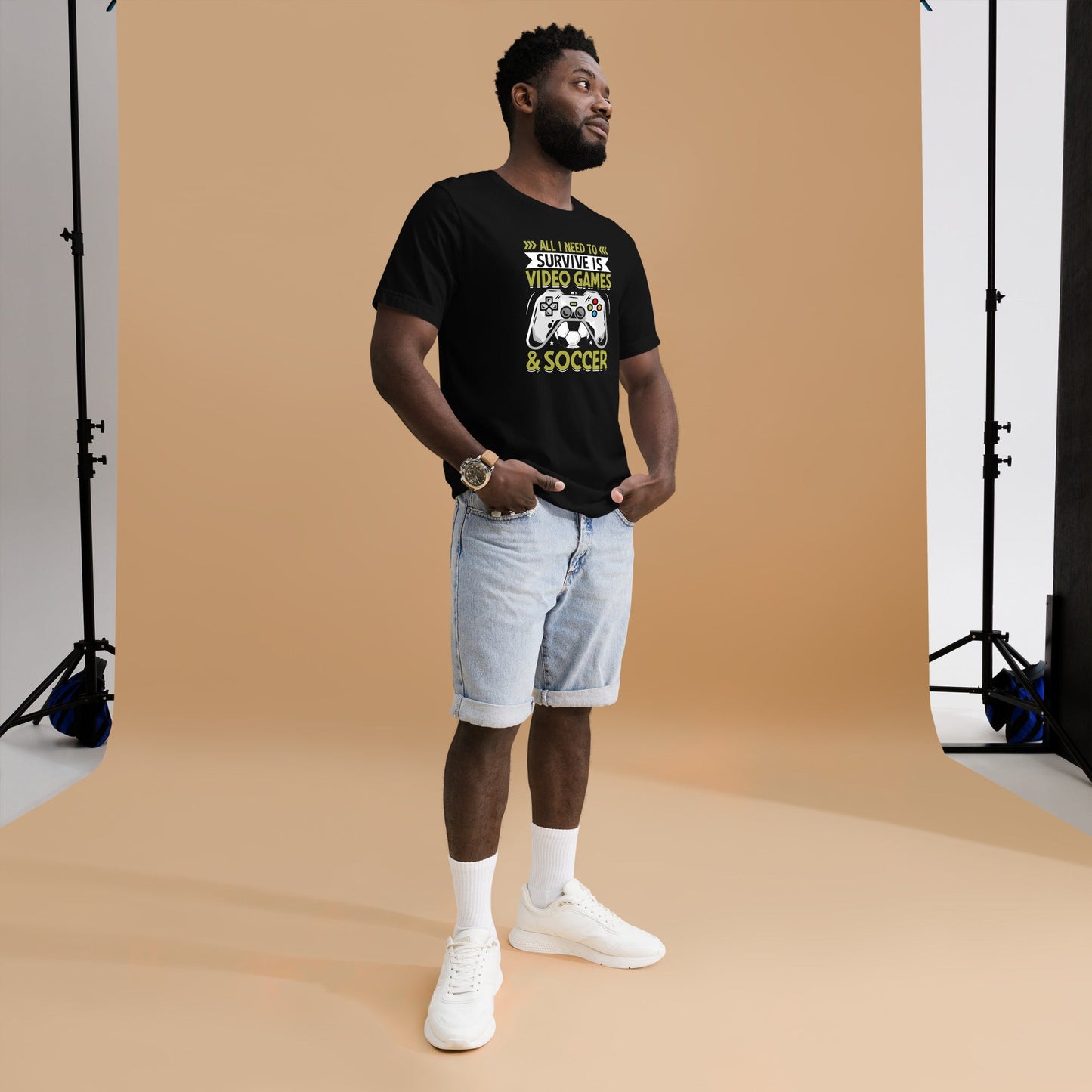All I need to survive is Video Game and Soccer Unisex t-shirt by DarkByteGear