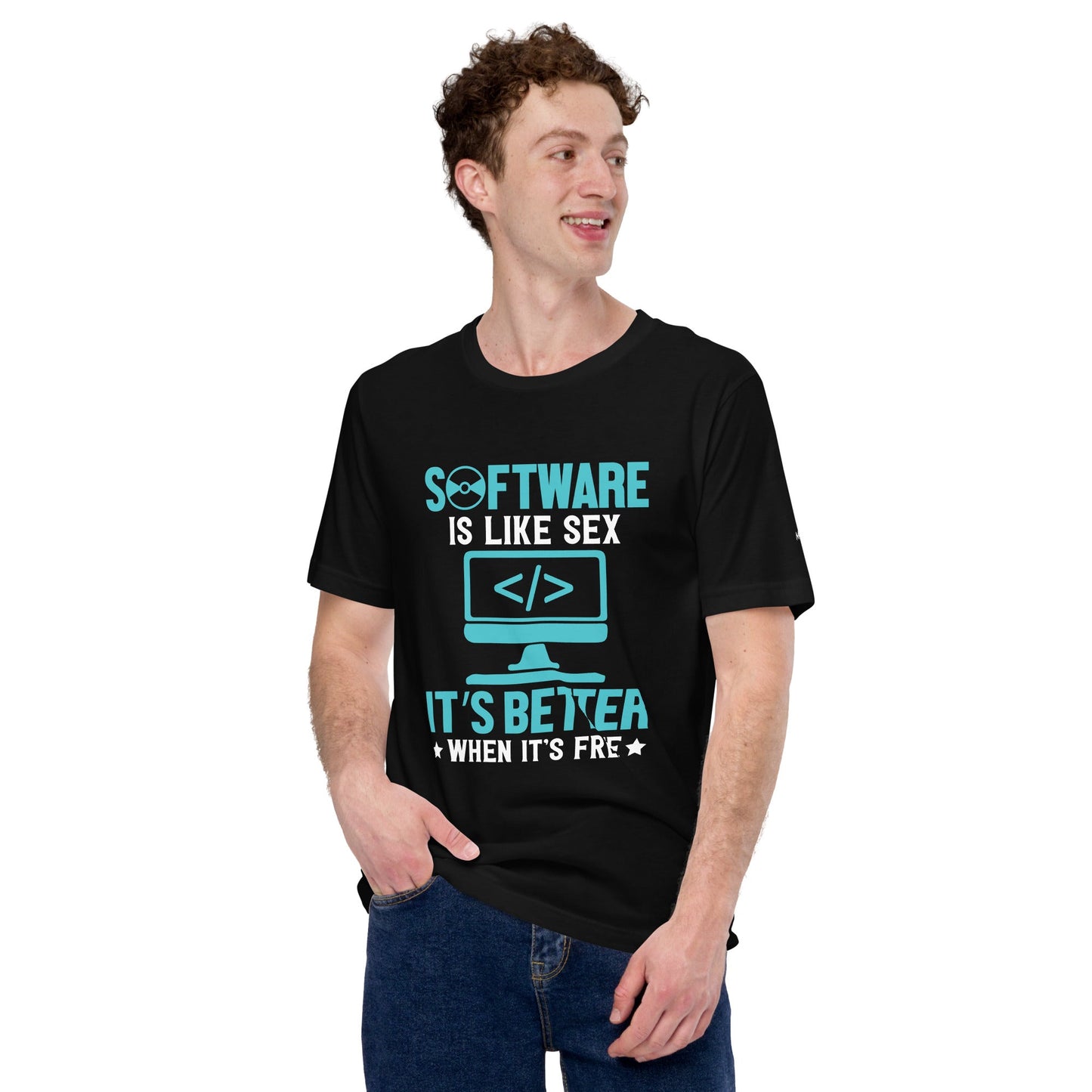Software is like Sex - Blue Unisex t-shirt by DarkByteGear