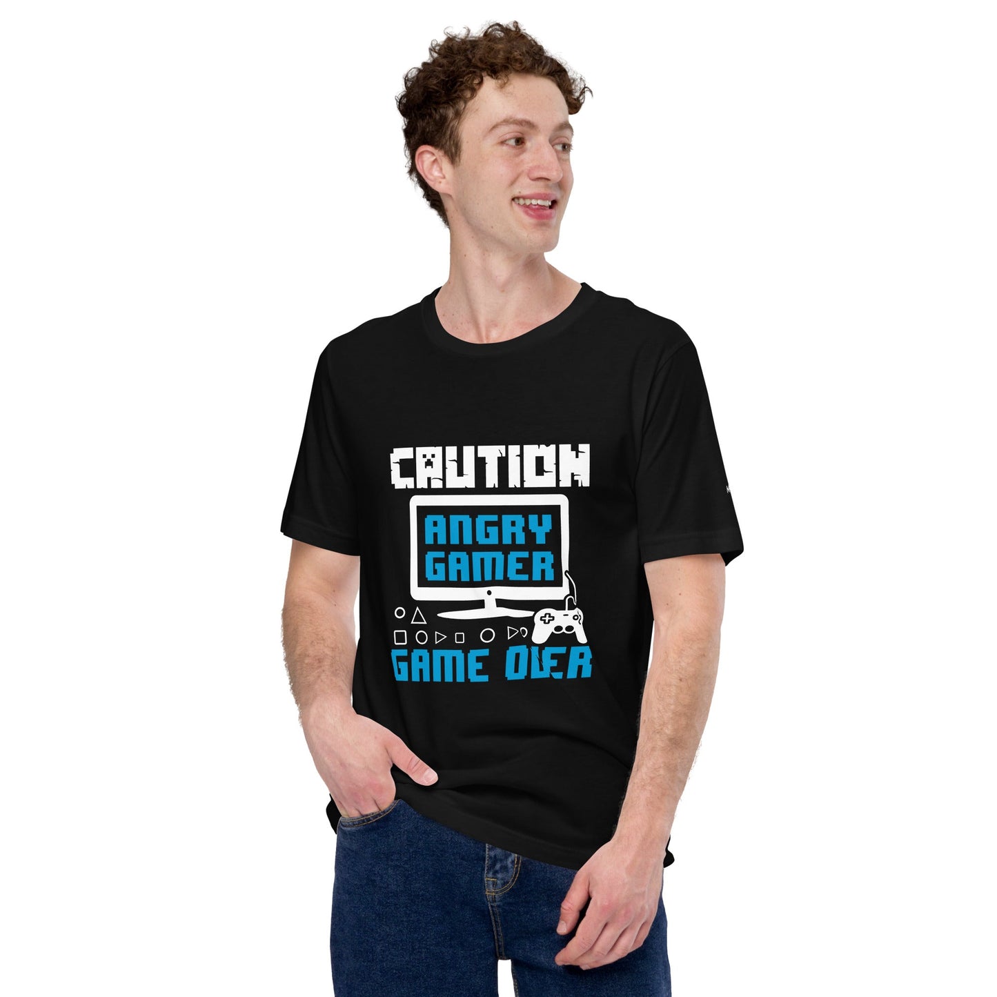 Caution! Angry Gamer Unisex t-shirt by DarkByteGear