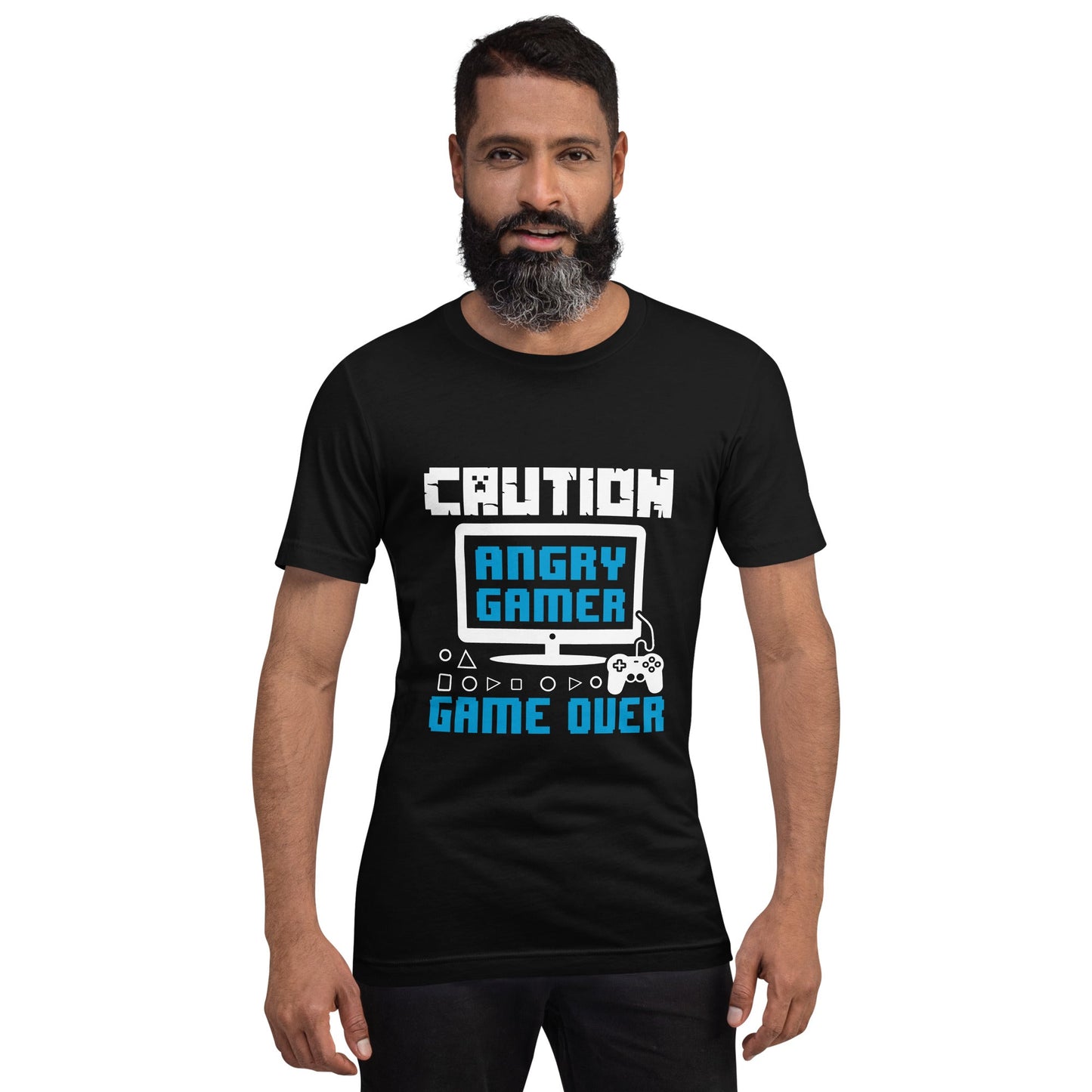 Caution! Angry Gamer Unisex t-shirt by DarkByteGear