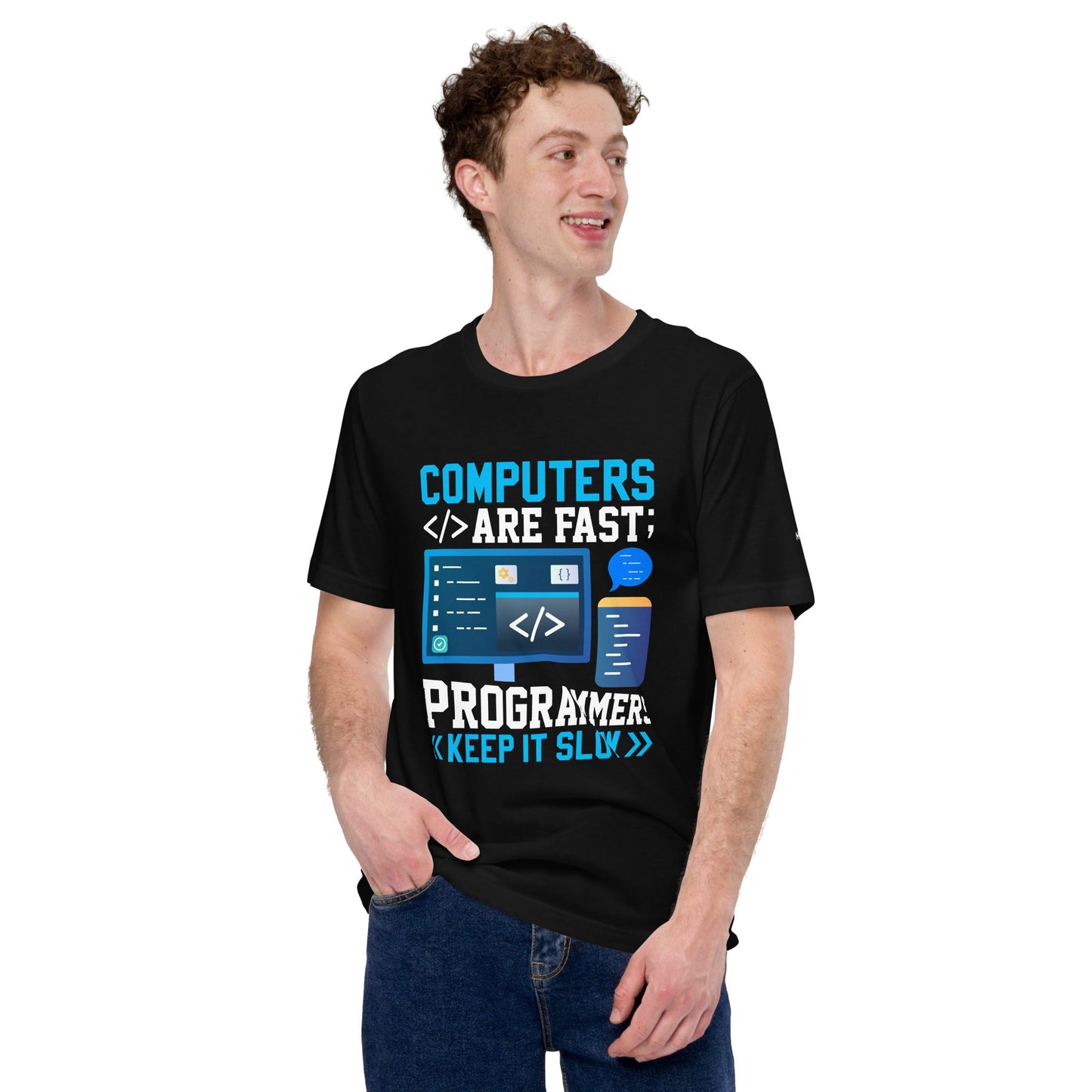 Computers are fast - Blue RK Unisex t-shirt by DarkByteGear
