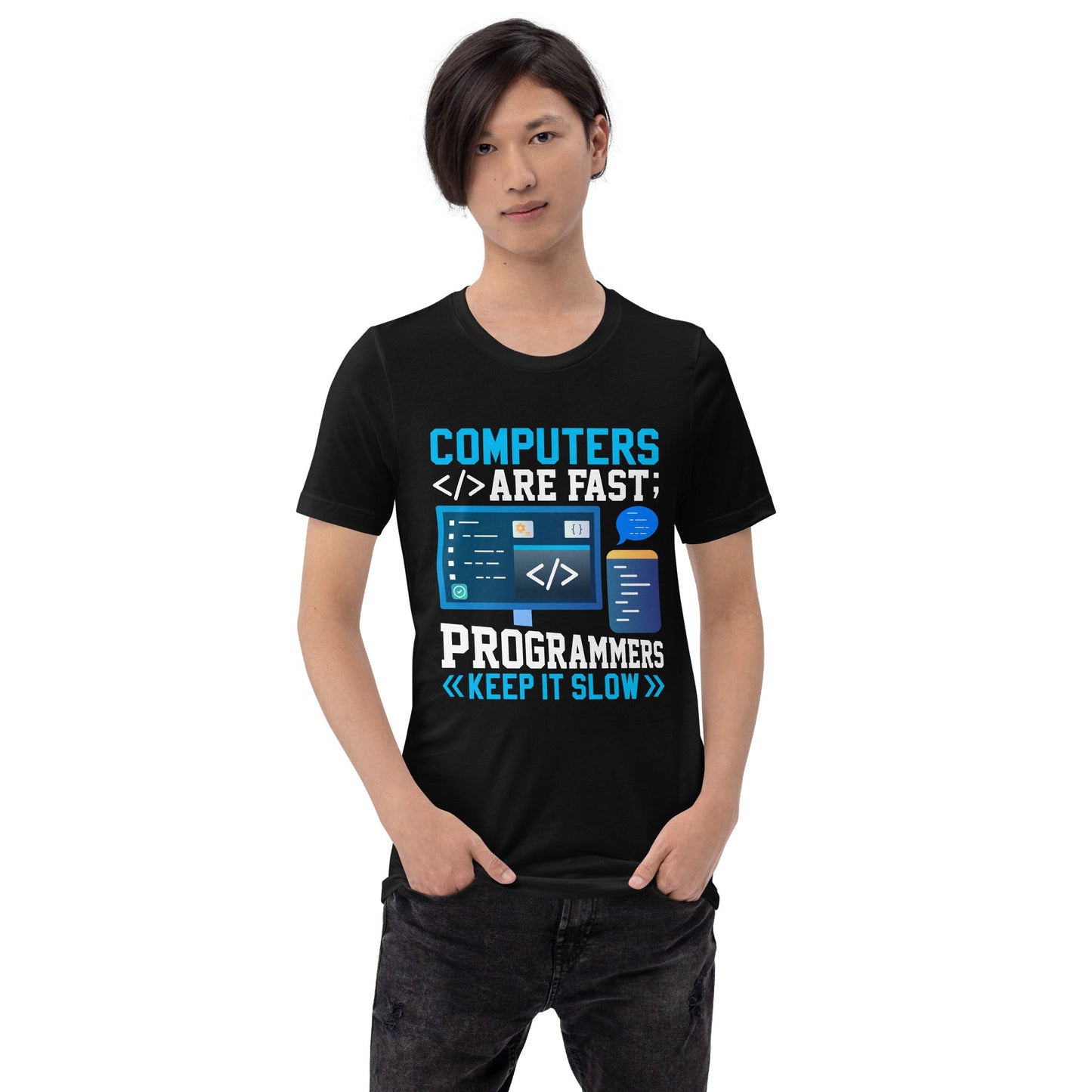 Computers are fast - Blue RK Unisex t-shirt by DarkByteGear