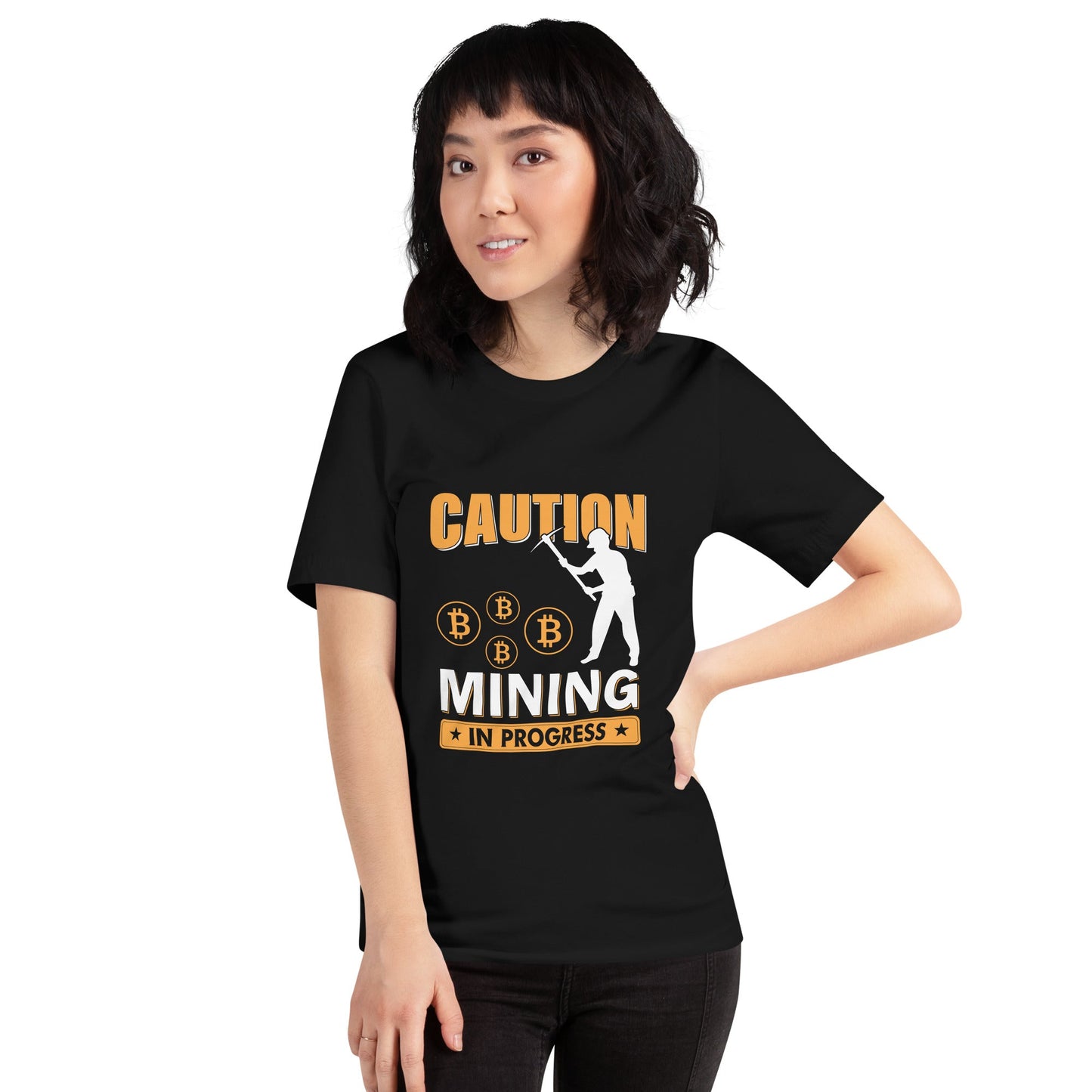 Caution Bitcoin Mining in Progress - Unisex t-shirt by DarkByteGear