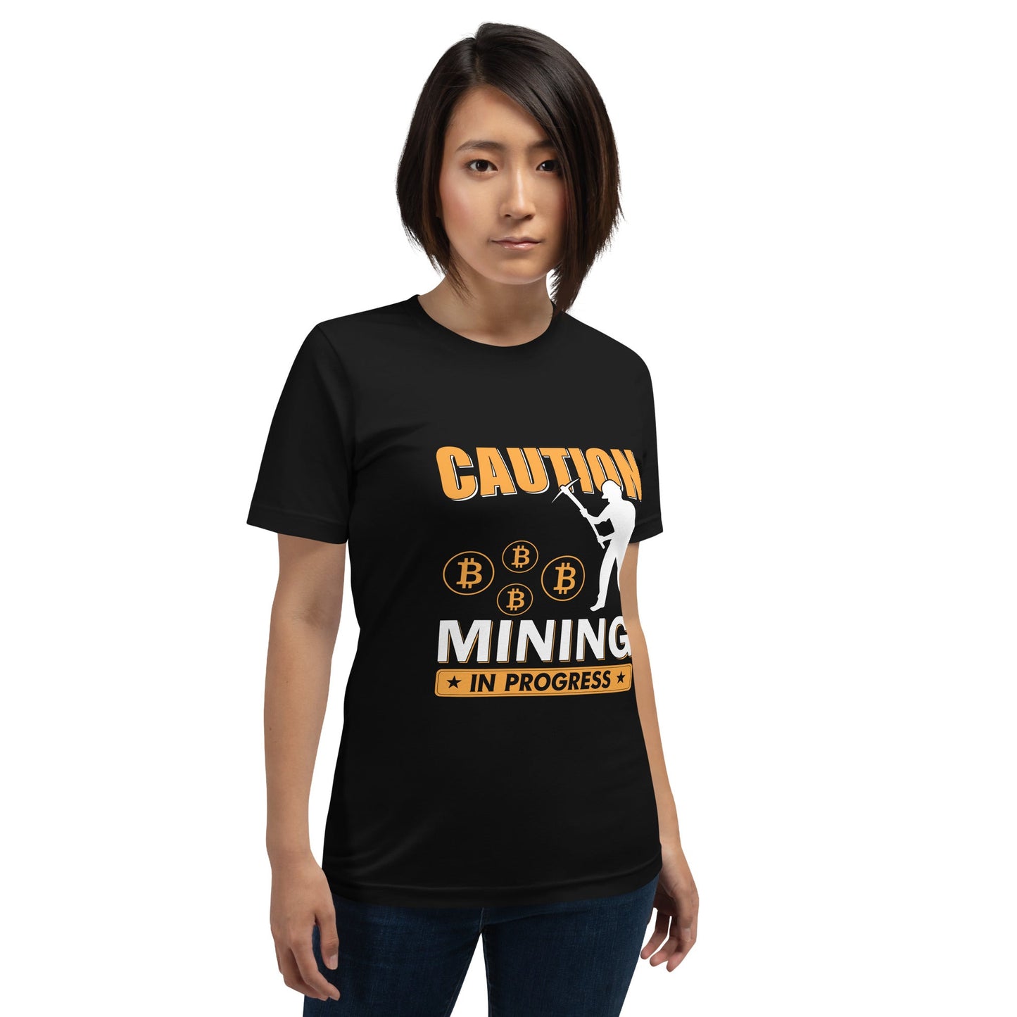 Caution Bitcoin Mining in Progress - Unisex t-shirt by DarkByteGear