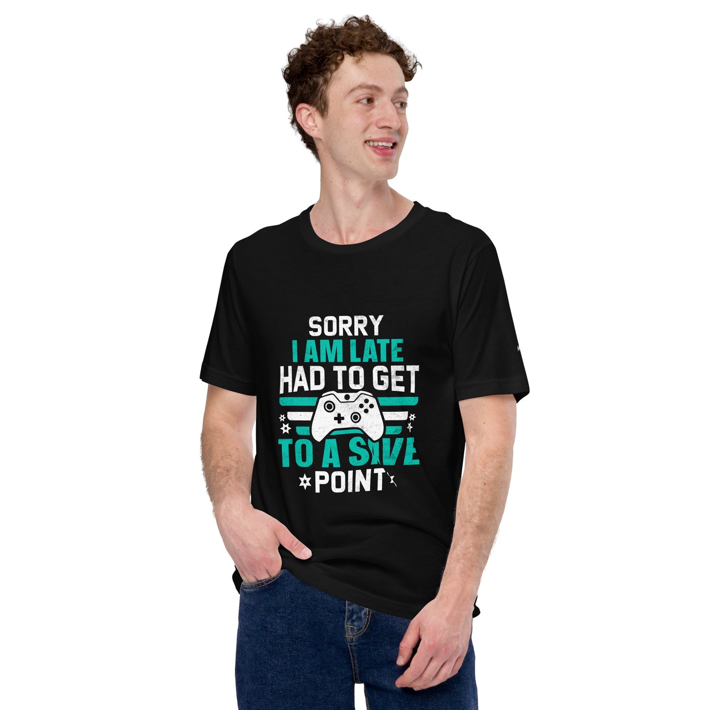 Sorry I am late, I Have to Get to a Save Point ( RK ) - Unisex t-shirt by DarkByteGear