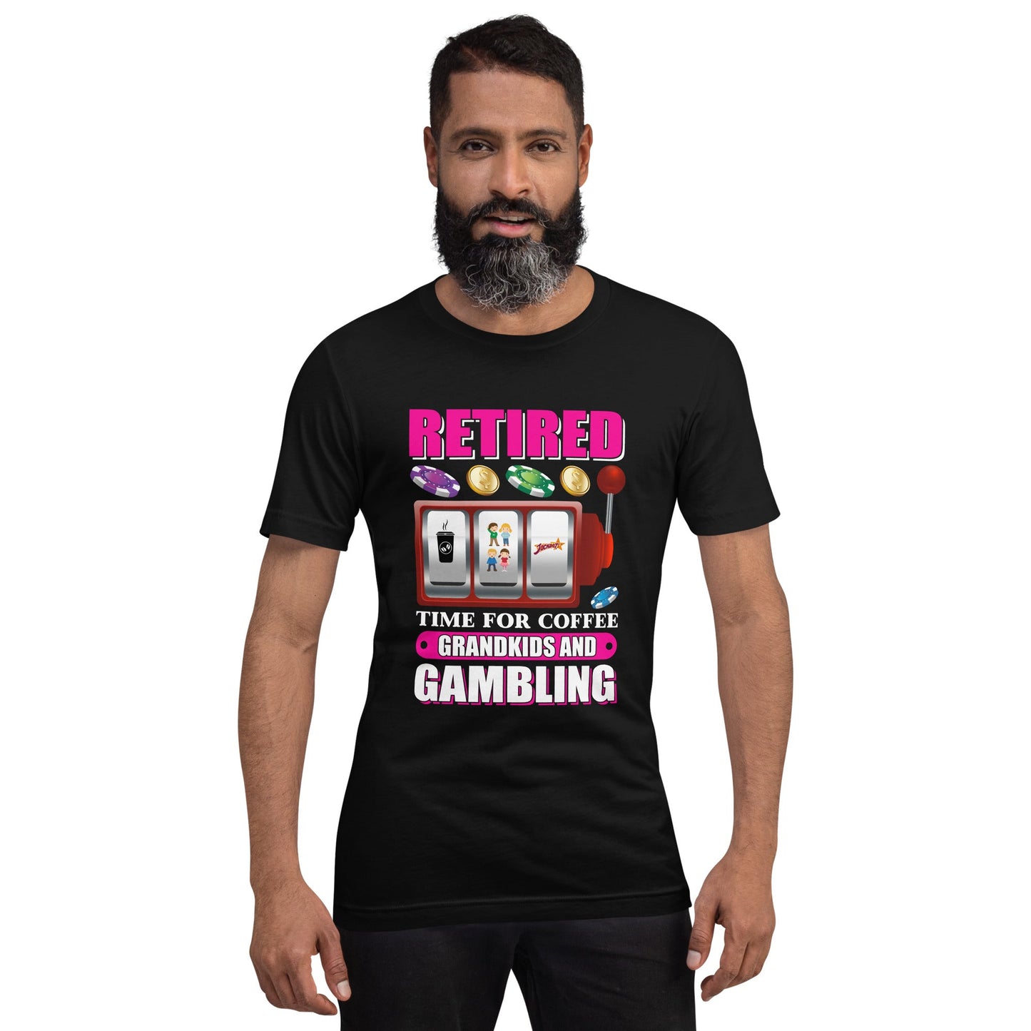 Retired: Time for Coffee, Grandkids and Gambling - Unisex t-shirt by DarkByteGear