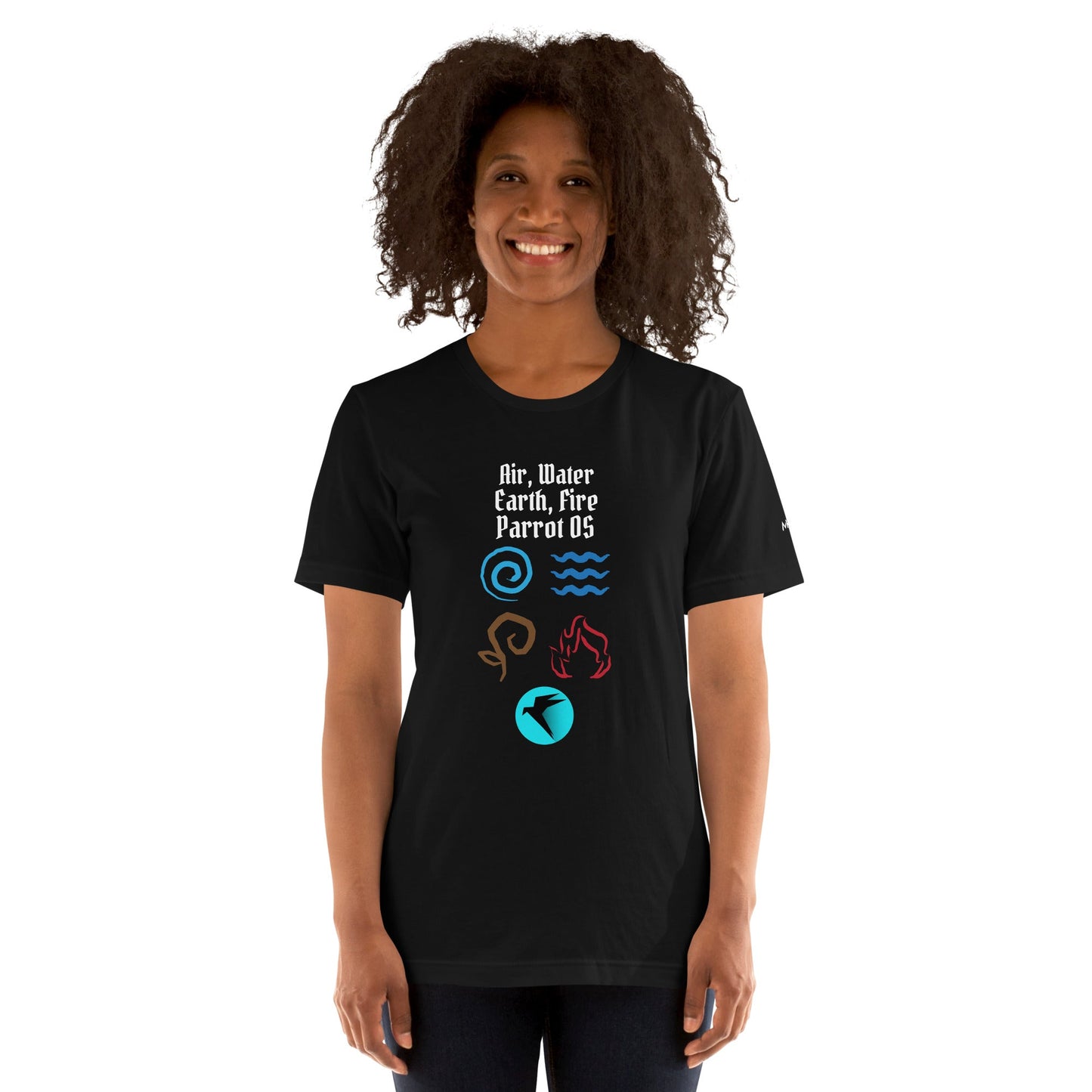 Air, Water, Earth, Fire, Parrot OS - Unisex t-shirt by DarkByteGear