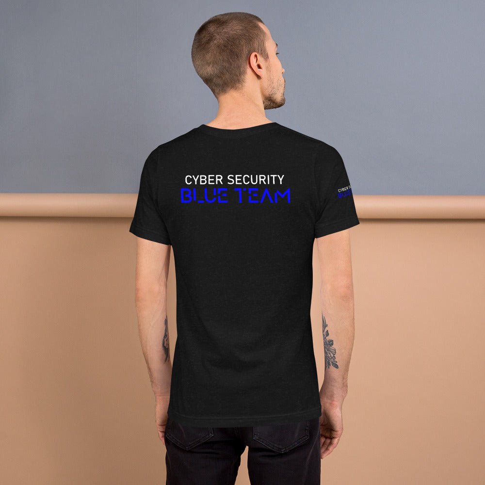 Cybersecurity Blue Team v4 - Short-sleeve unisex t-shirt (back print) by DarkByteGear