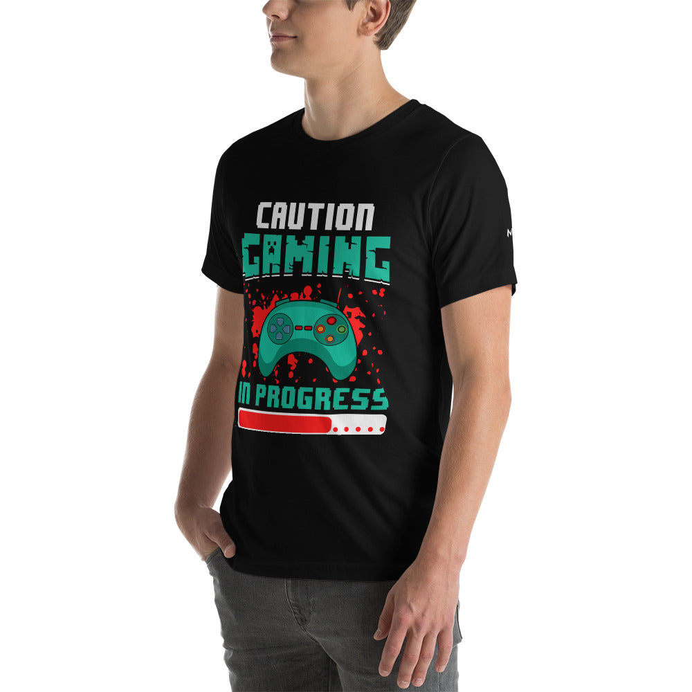 Caution! Gaming In Process Unisex t-shirt by DarkByteGear