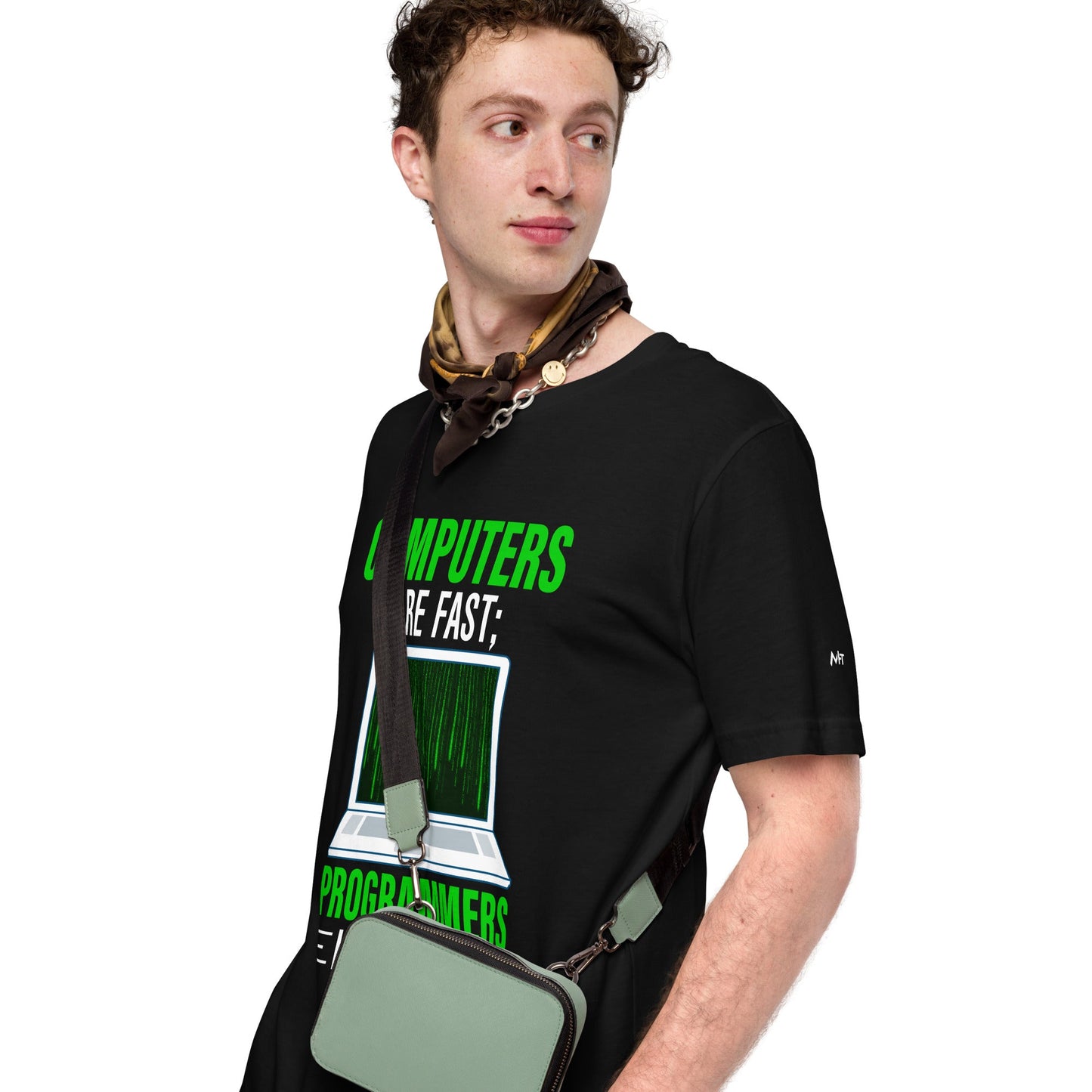 Computers are fast; Programmers - Unisex t-shirt by DarkByteGear