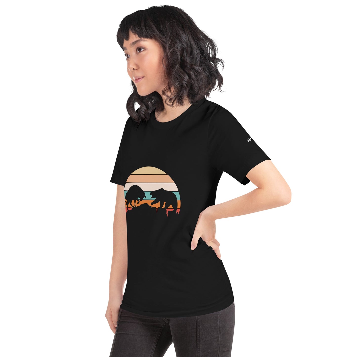 Bull Bear Fight in Sunset - Unisex t-shirt by DarkByteGear
