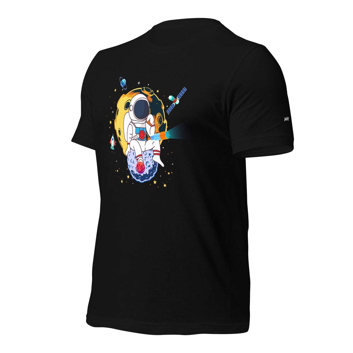 Astranaut catching stars - Unisex t-shirt by DarkByteGear