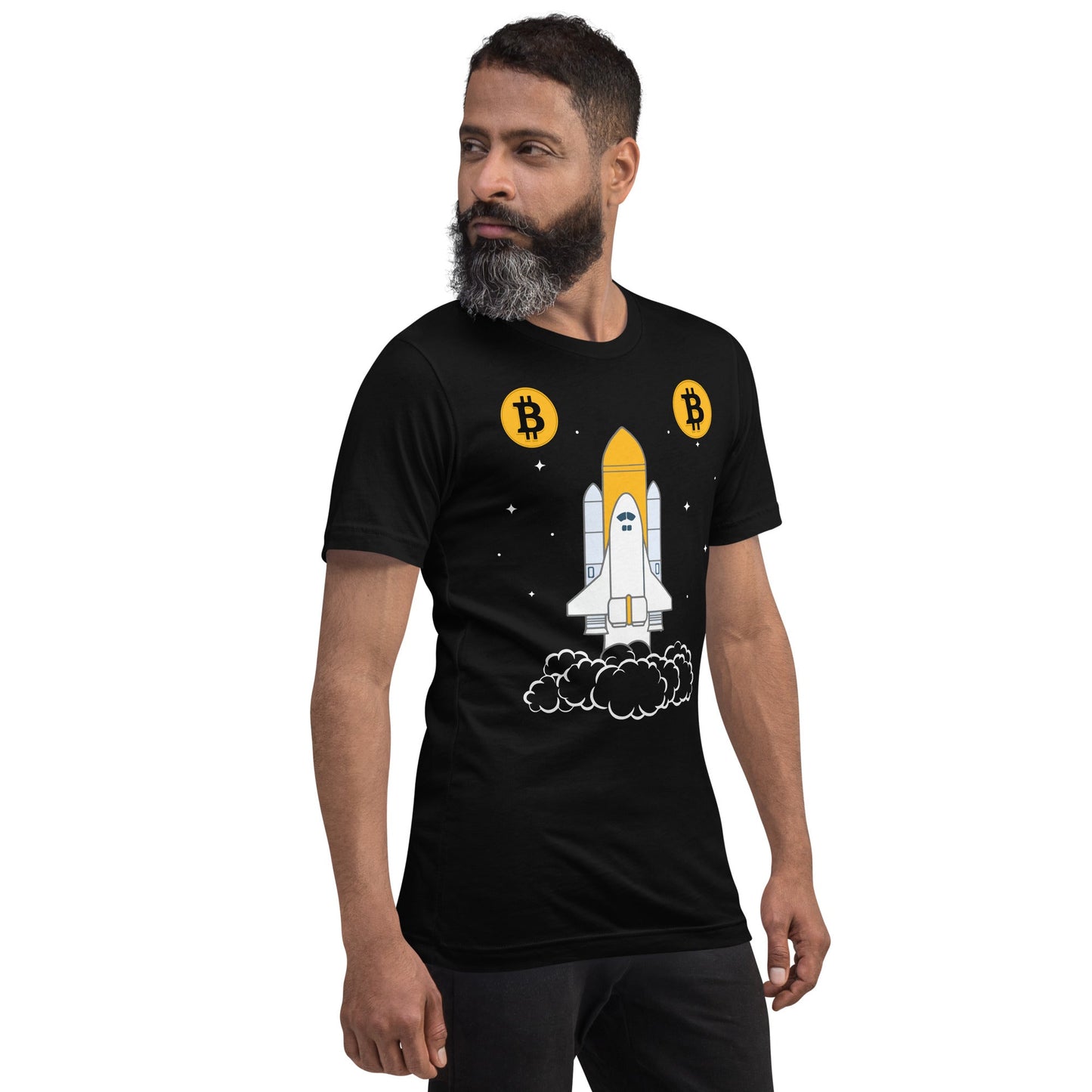 Bitcoin Spaceship Unisex t-shirt by DarkByteGear