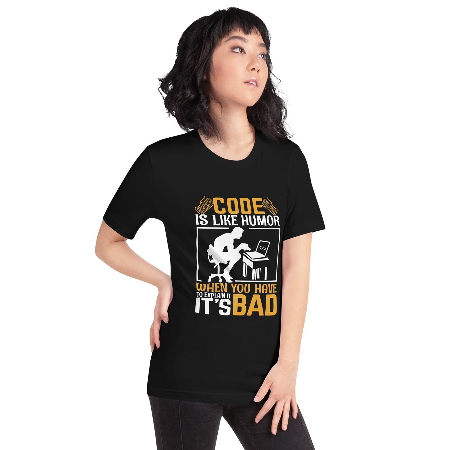 Code is like Humor, When you have to explain it, it is bad Unisex t-shirt by DarkByteGear