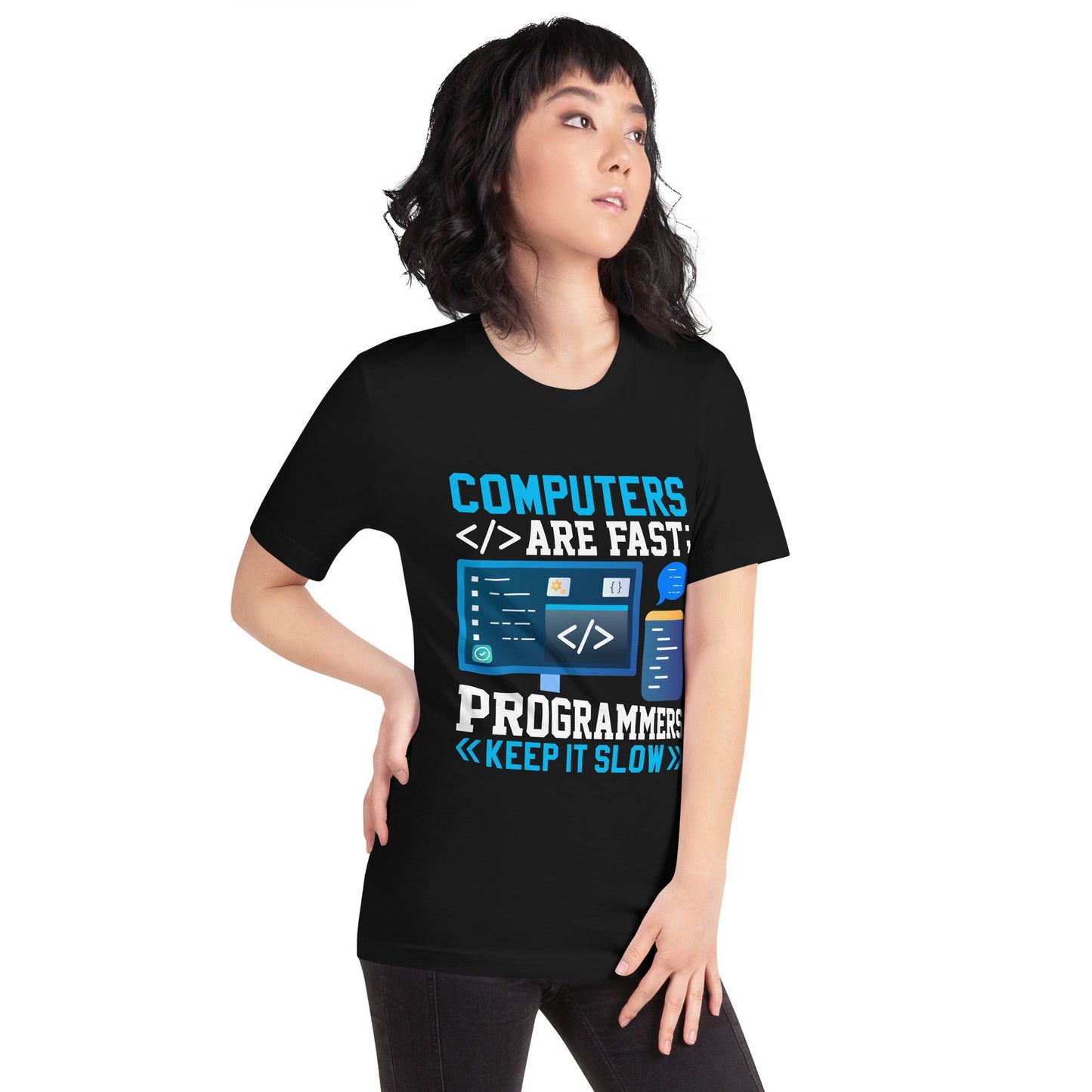 Computers are fast - Blue RK Unisex t-shirt by DarkByteGear