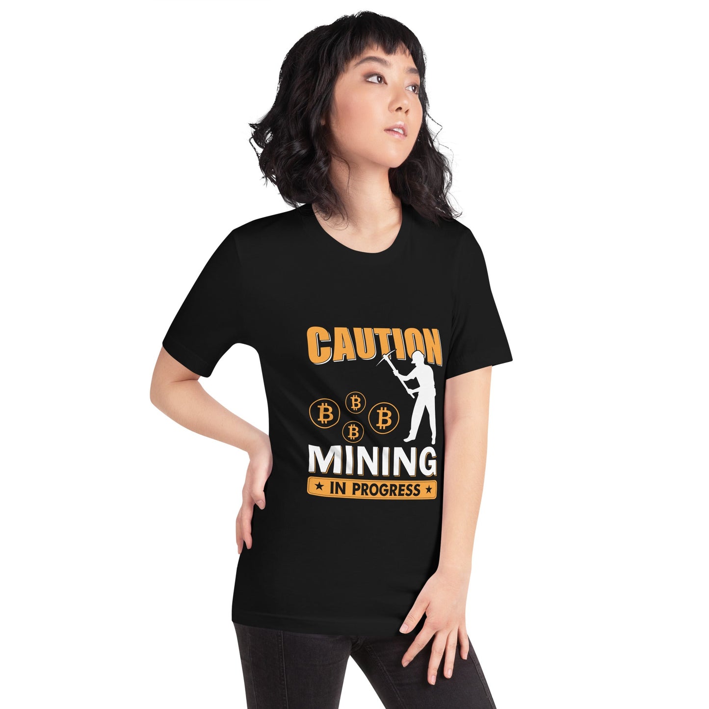 Caution Bitcoin Mining in Progress - Unisex t-shirt by DarkByteGear