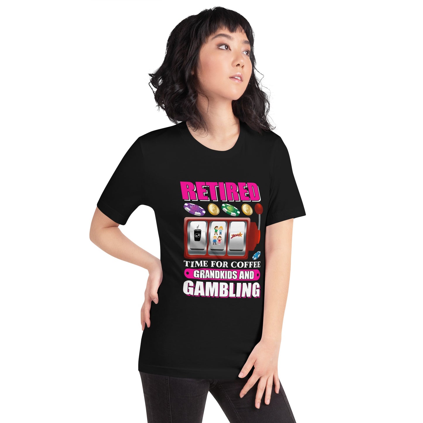 Retired: Time for Coffee, Grandkids and Gambling - Unisex t-shirt by DarkByteGear