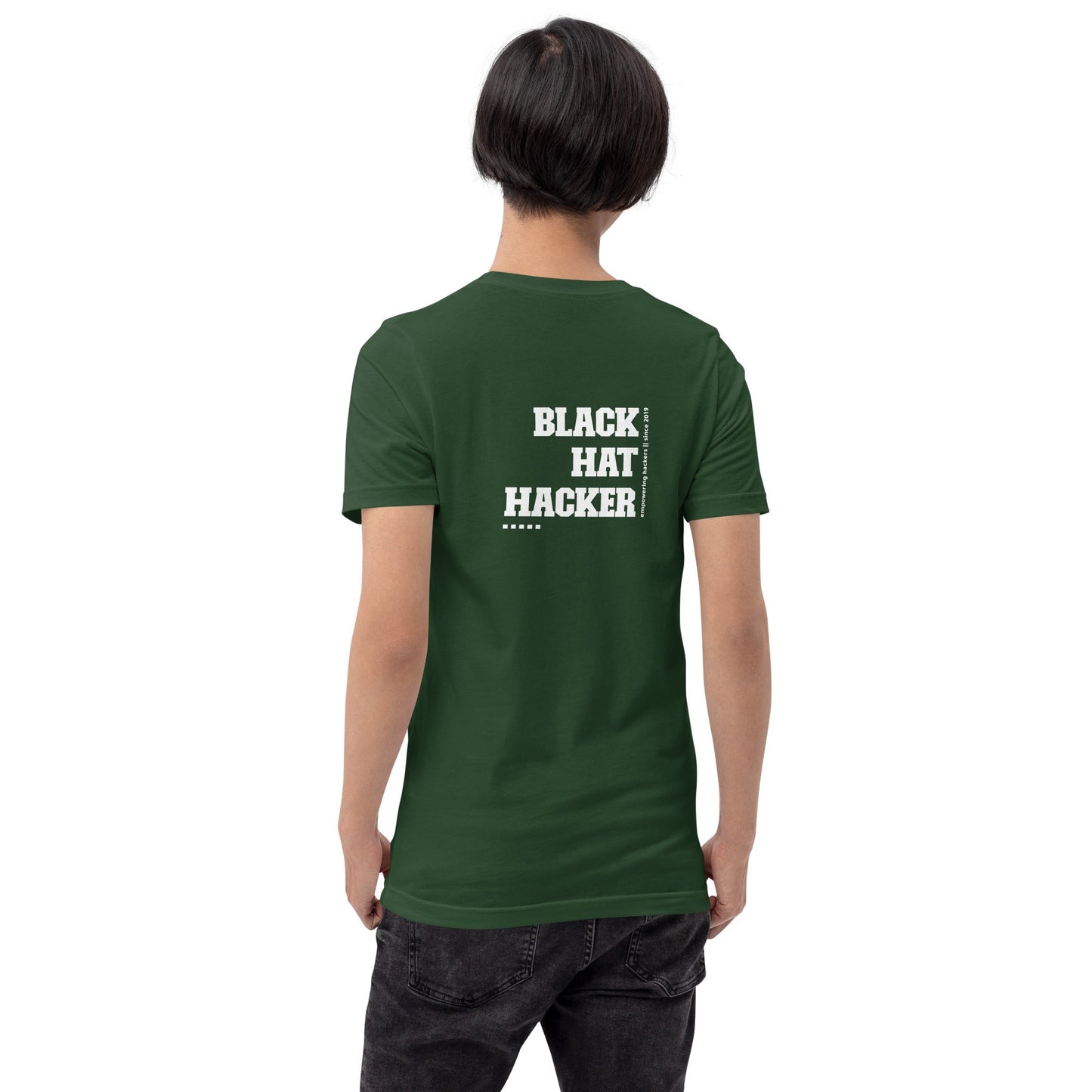 Black Hat Hacker V4 Unisex t-shirt ( Back Print ) by DarkByteGear