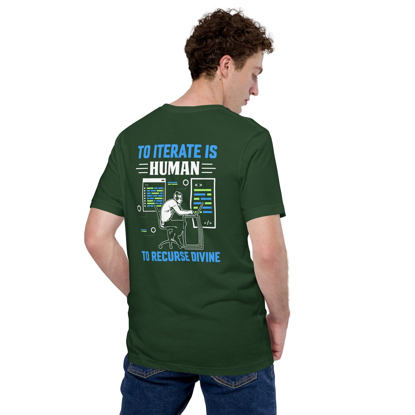 To Iterate is Human, to Recurse Divine Unisex t-shirt ( Back Print ) by DarkByteGear