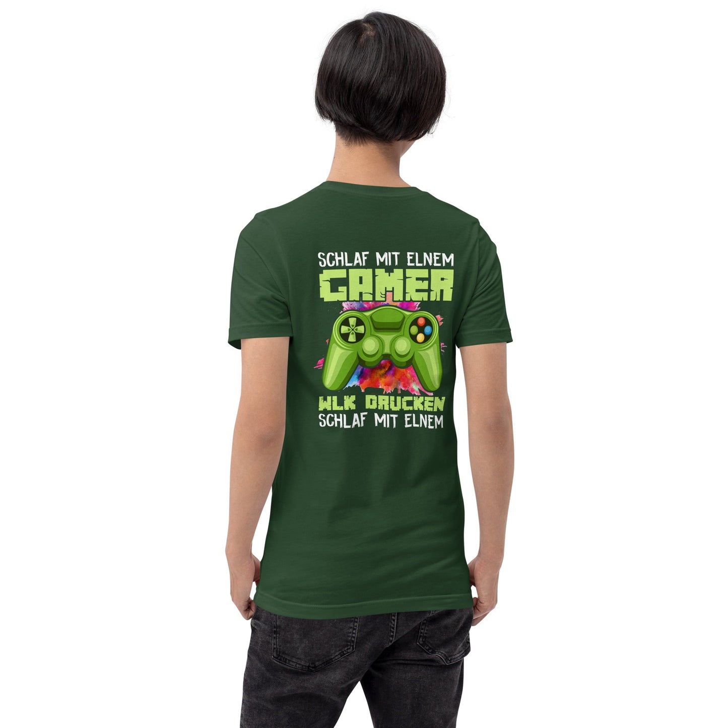 Schlaf Mit Elnem Gamer Drucken - Unisex t-shirt ( Back Print ) by DarkByteGear