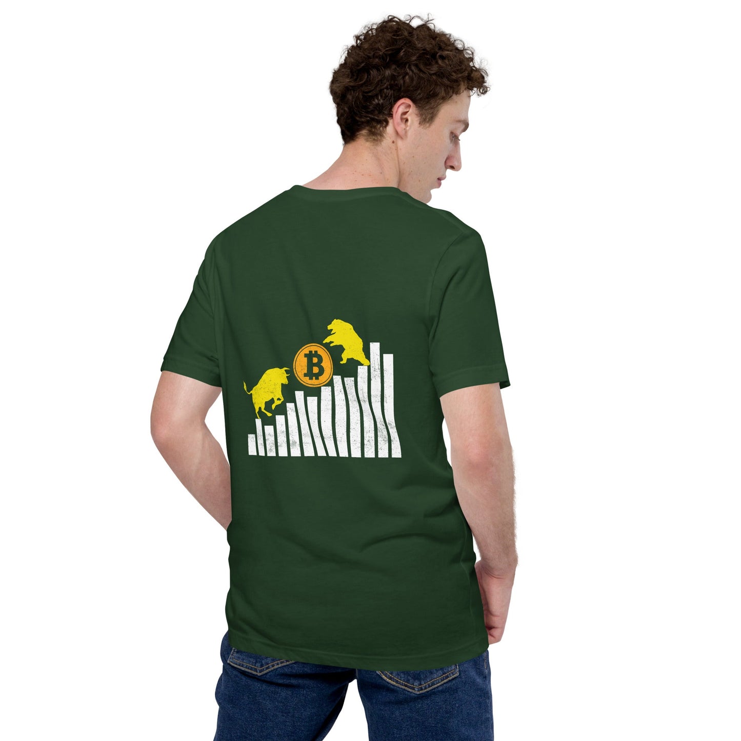 Bull Bear Bitcoin Statistic - Unisex t-shirt ( Back Print ) by DarkByteGear