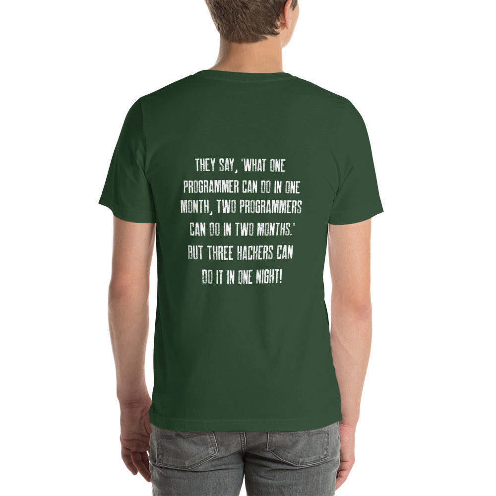 They say, what one programmer can do in one month V1 - Unisex t-shirt ( Back Print ) by DarkByteGear