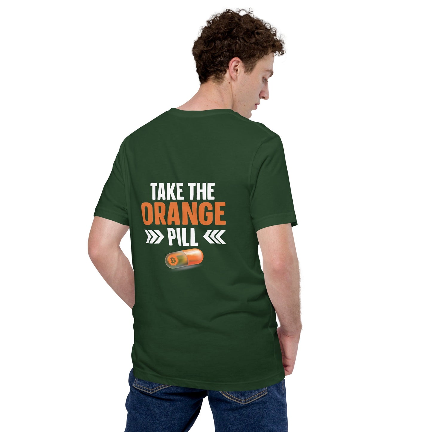 Take the Orange Pill Unisex t-shirt ( Back Print ) by DarkByteGear