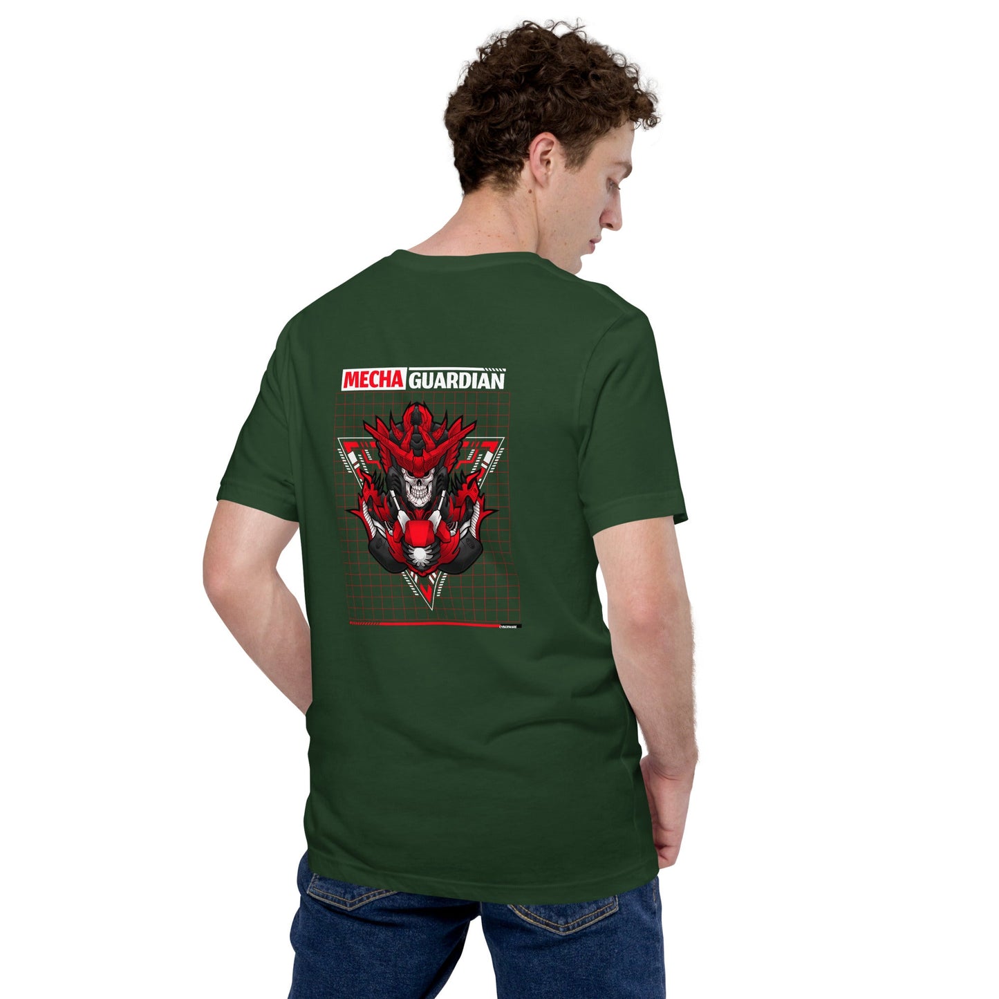 Red Mecha Guardian - Unisex t-shirt ( Back Print ) by DarkByteGear