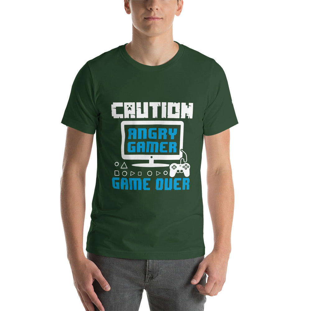 Caution! Angry Gamer Unisex t-shirt by DarkByteGear
