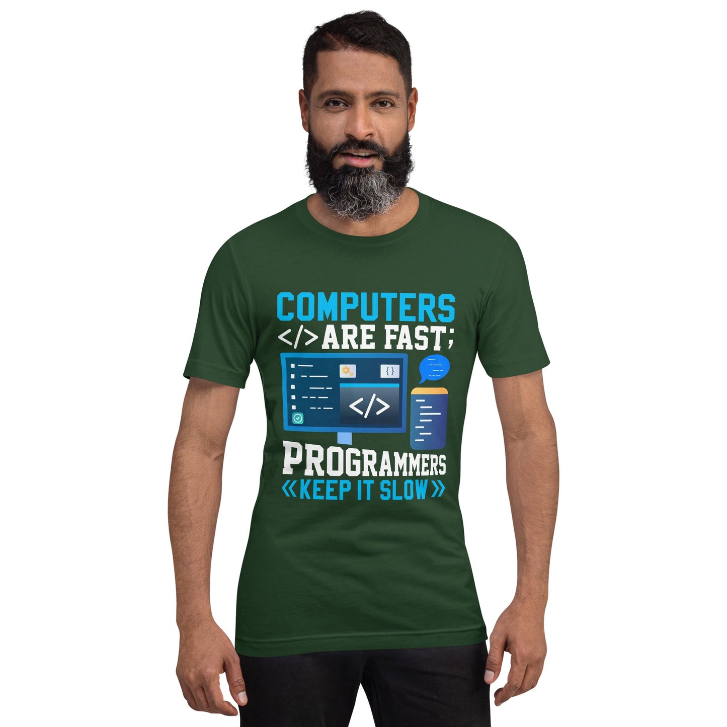 Computers are fast - Blue RK Unisex t-shirt by DarkByteGear