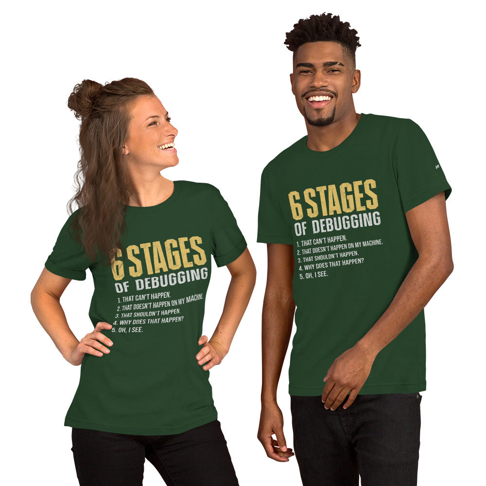 6 Stages of Debugging Yellow V Unisex t-shirt by DarkByteGear